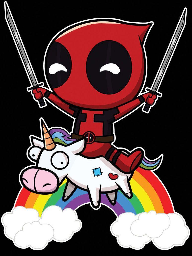 775x1031 Riding a Unicorn #deadpool. Dibujos marvel, Dibujos kawaii