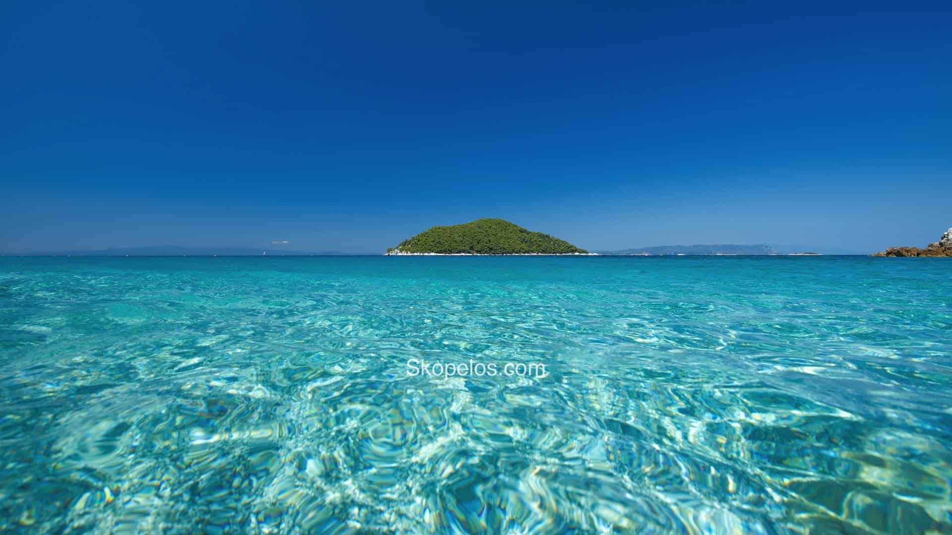 1920x1080 Milia Beach: Turquoise Water and Iconic Pine Scenery