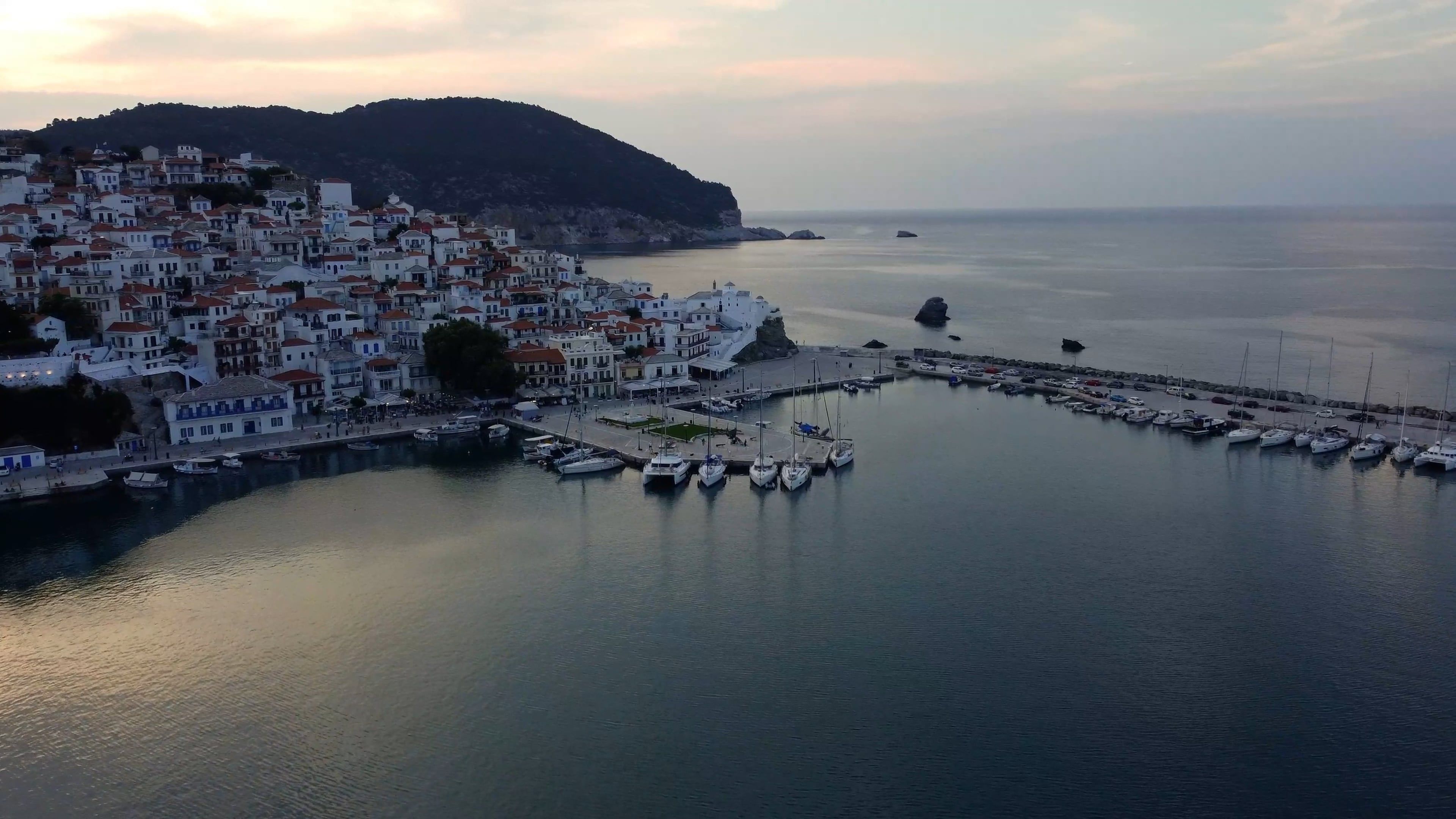 3840x2160 Drone Footage Of Skopelos Town In Greece Free Stock Video Footage, Royalty Free 4K & HD Video Clip