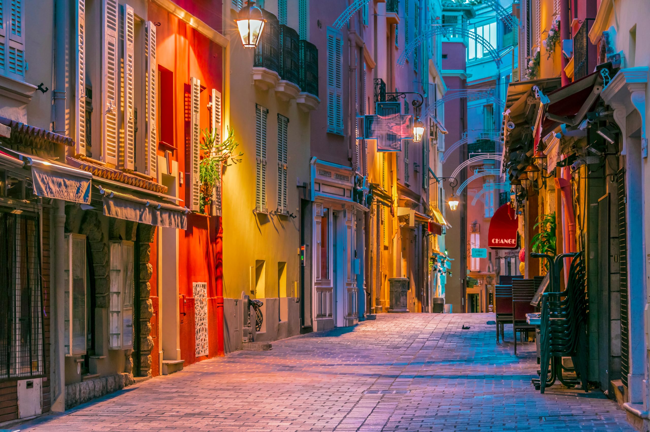 2560x1704 Amazon.com : chnywork 12x8ft French Street Backdrop Europe French Riviera Monaco Vintage Old Town Colorful House Night View Background Europe France Travel Party Decor Photo Studio Booth Props Wallpaper
