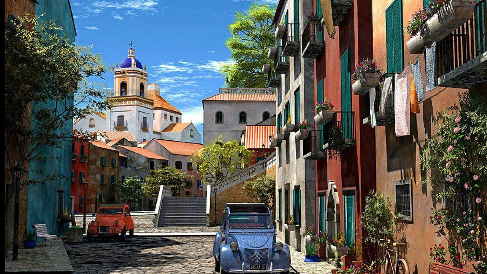 1920x1080 French Town Wallpaper