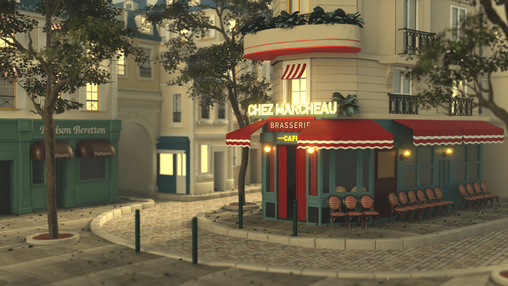1920x1080 3D Landscape of A Paris Street Pitch Scene Projects Artists Community