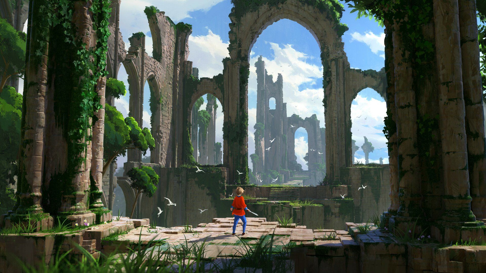1920x1080 Fantasy Ruins: An HD Wallpaper Adventure