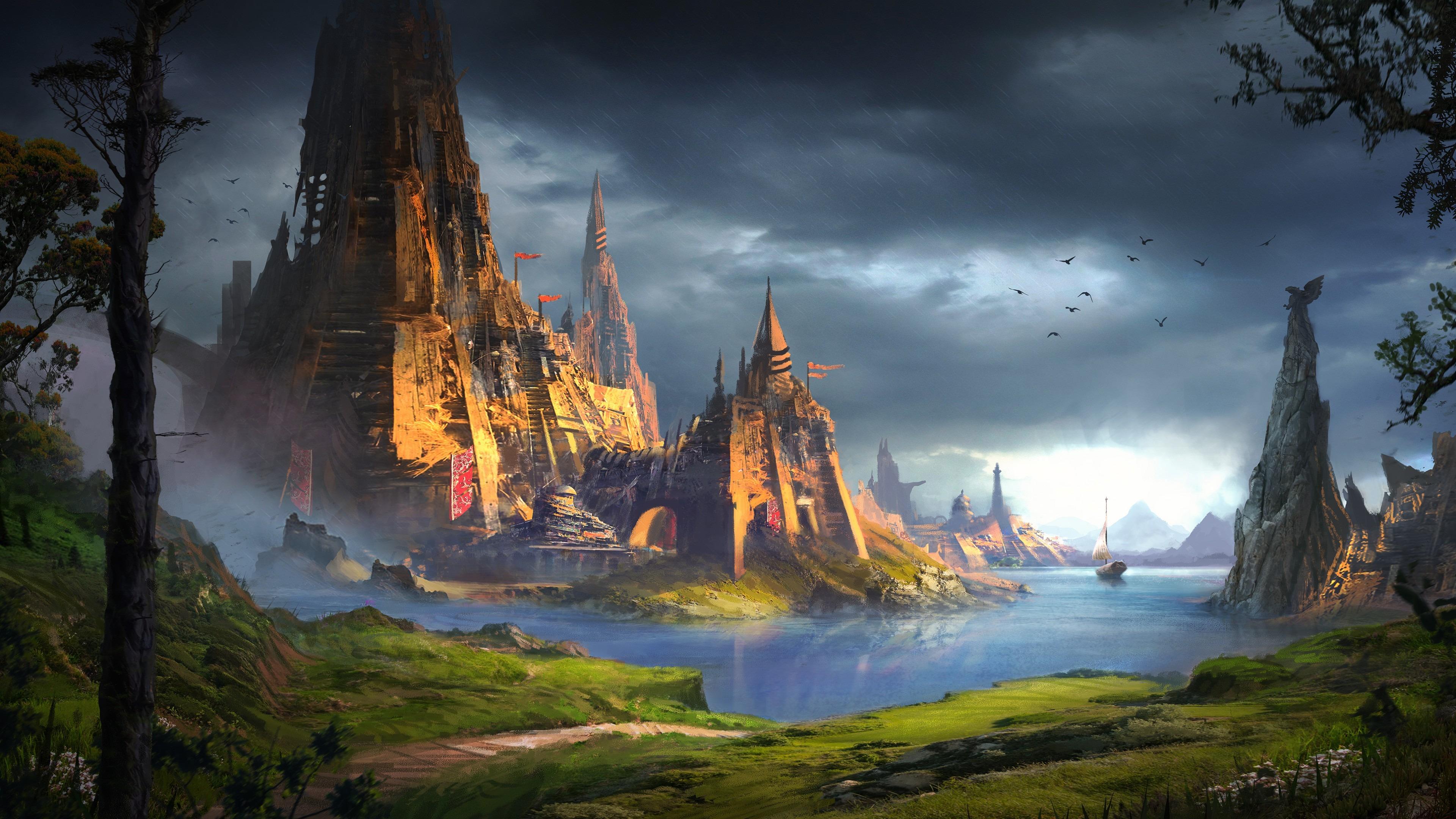 3840x2160 Fantasy castle ruins