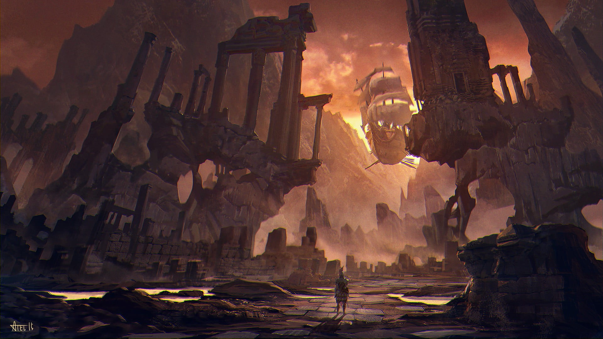 1920x1080 Game cover, artwork, fantasy art, ruins HD wallpaper