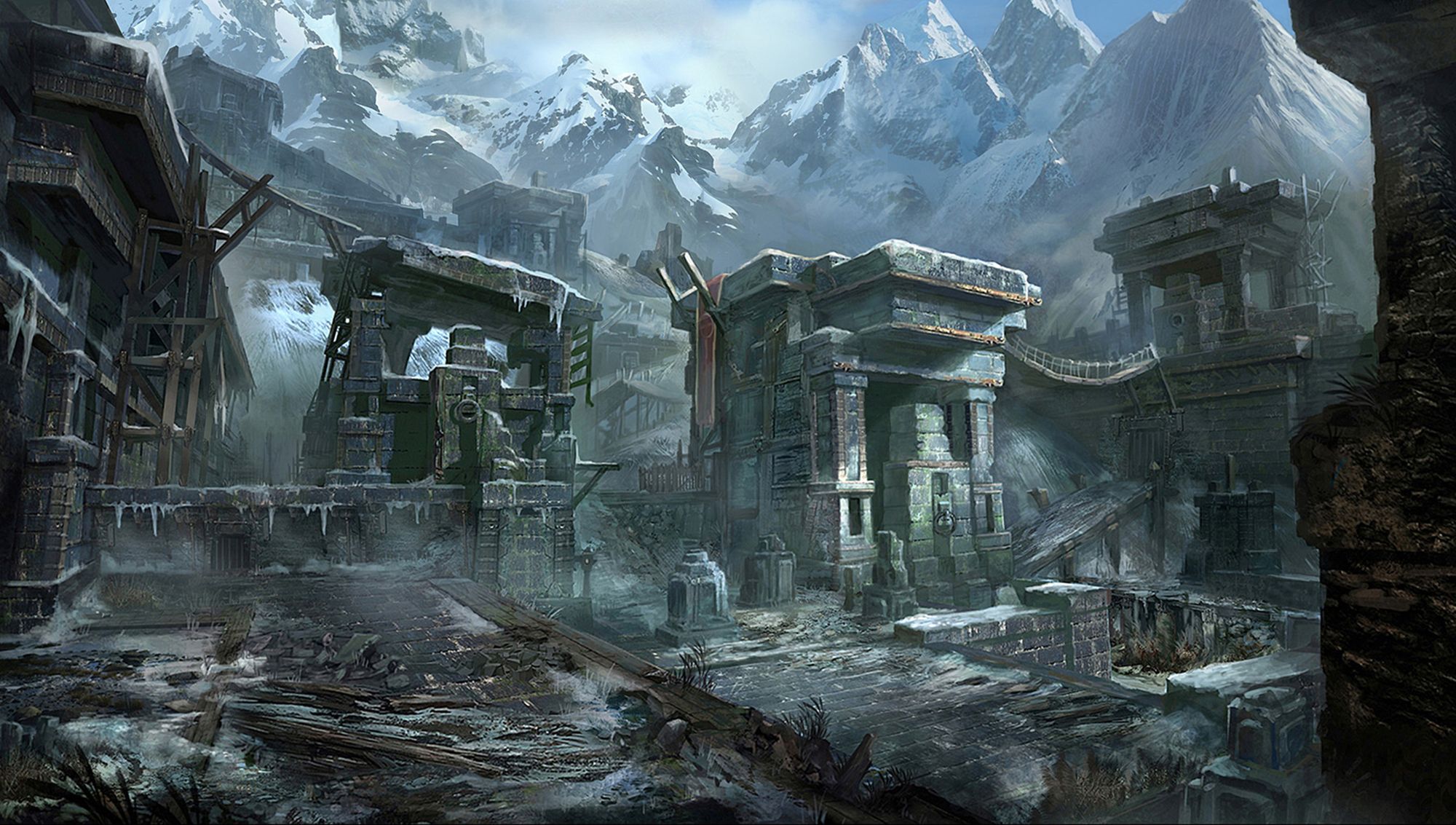 2000x1133 Desktop wallpaper: Fantasy, Ruin 4K free download for PC. 859093