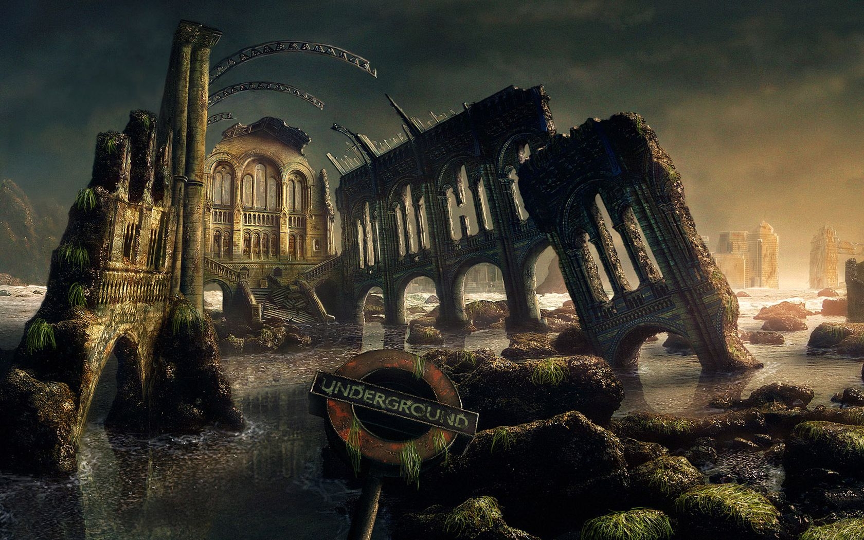 1680x1050 lock, ruins, water Wallpaper, HD Fantasy 4K Wallpaper, Image and Background
