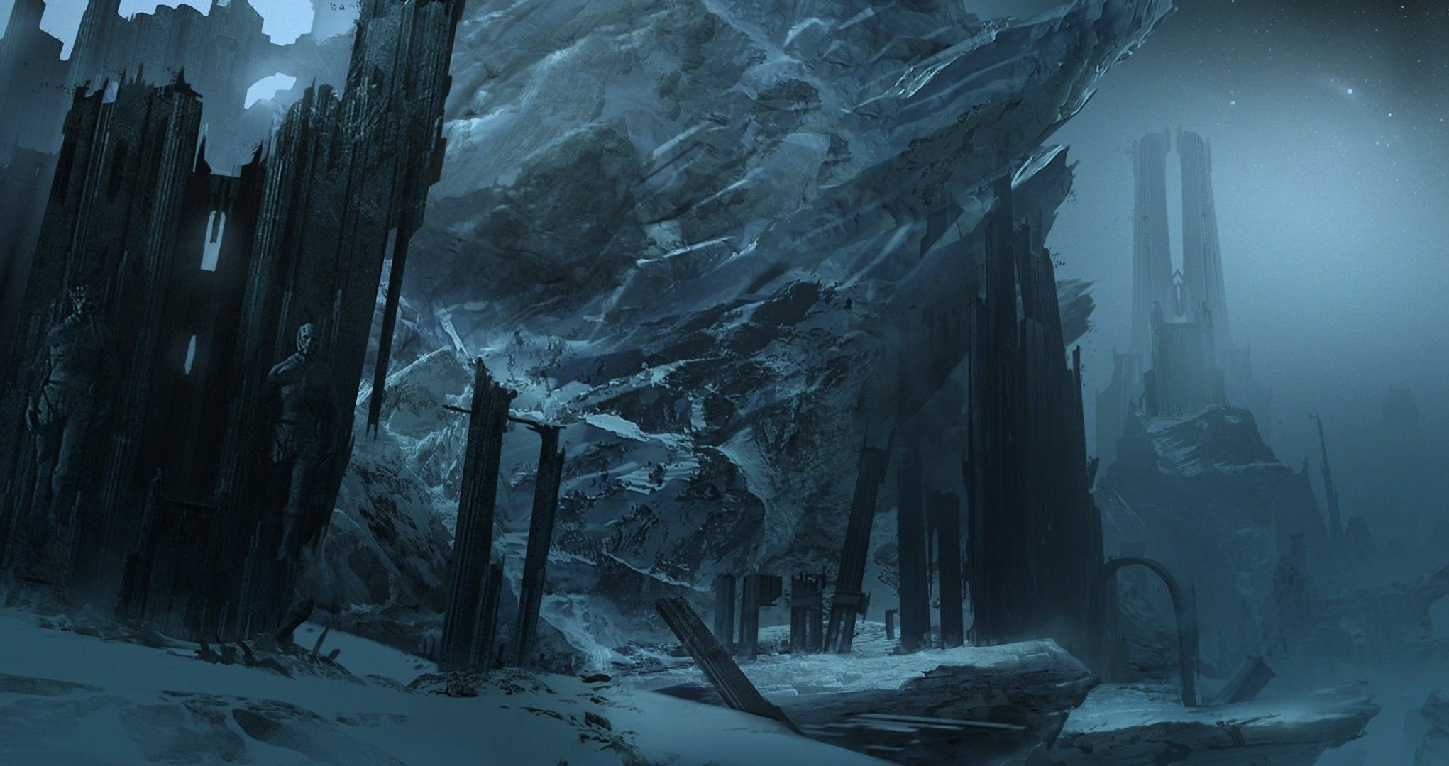 2042x1080 fantasy Art, Ruin Wallpaper HD / Desktop and Mobile Background