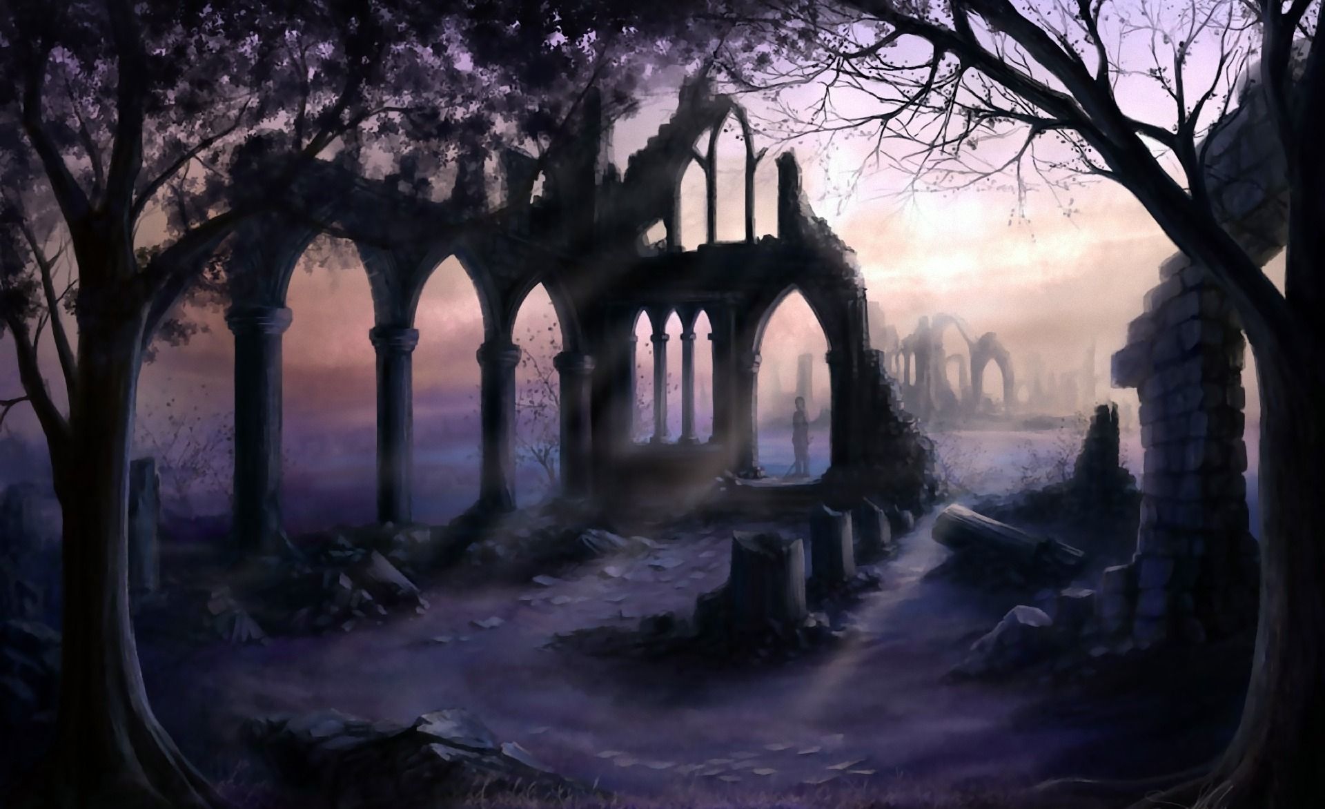 1920x1172 Desktop wallpaper: Fantasy, Ruin 4K free download for PC. 1052217
