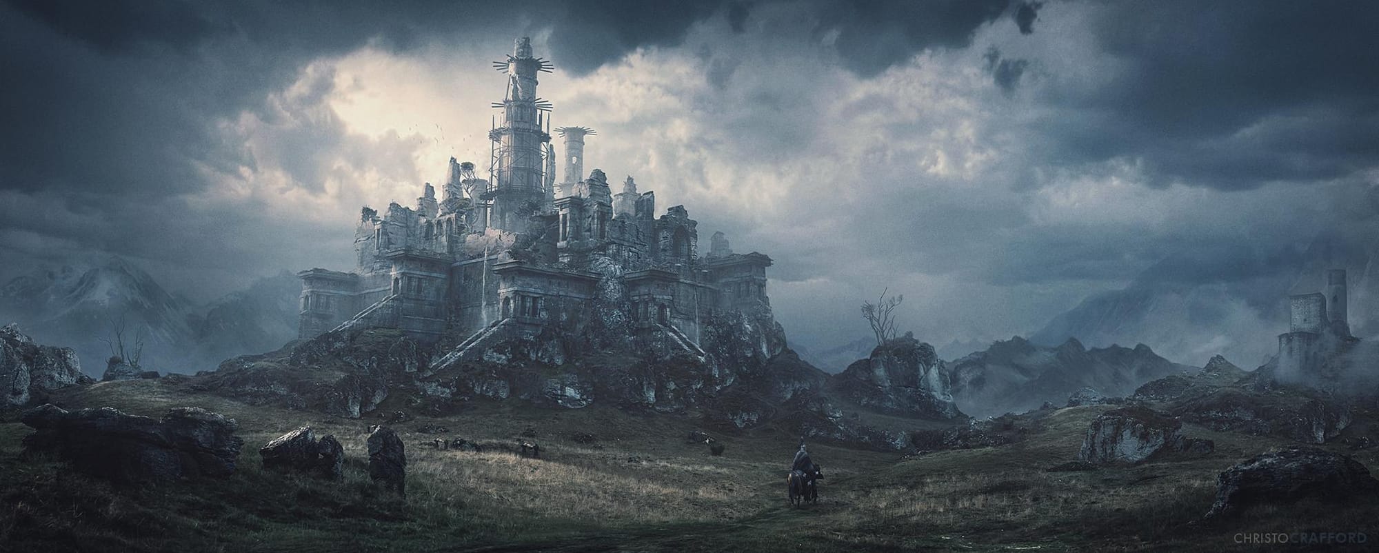 2000x802 VFX Matte Painting: 'Game of Thrones'-Inspired Ruined Castle