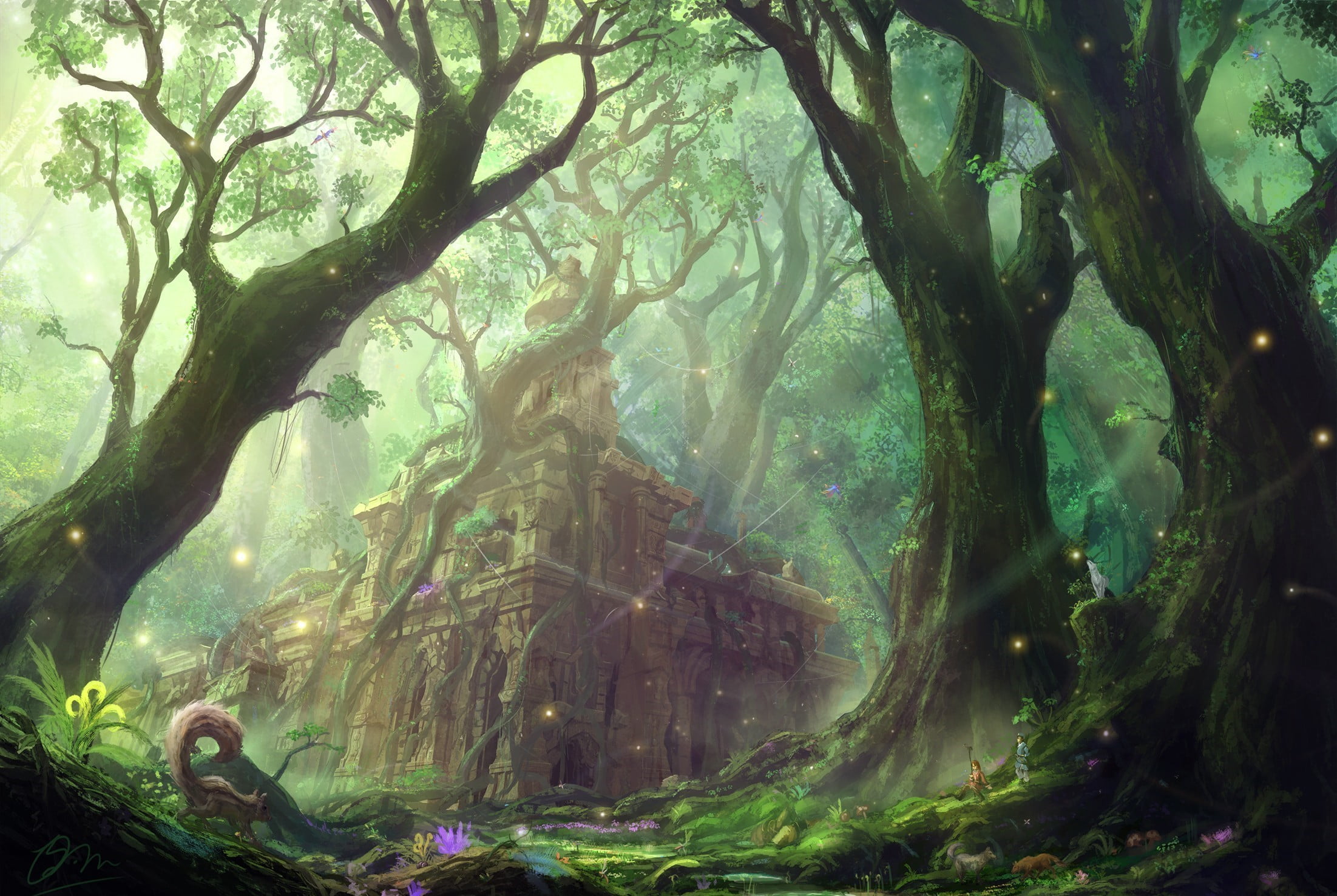 2203x1476 Black and brown house digital wallpaper, fantasy art, artwork, ruin HD wallpaper
