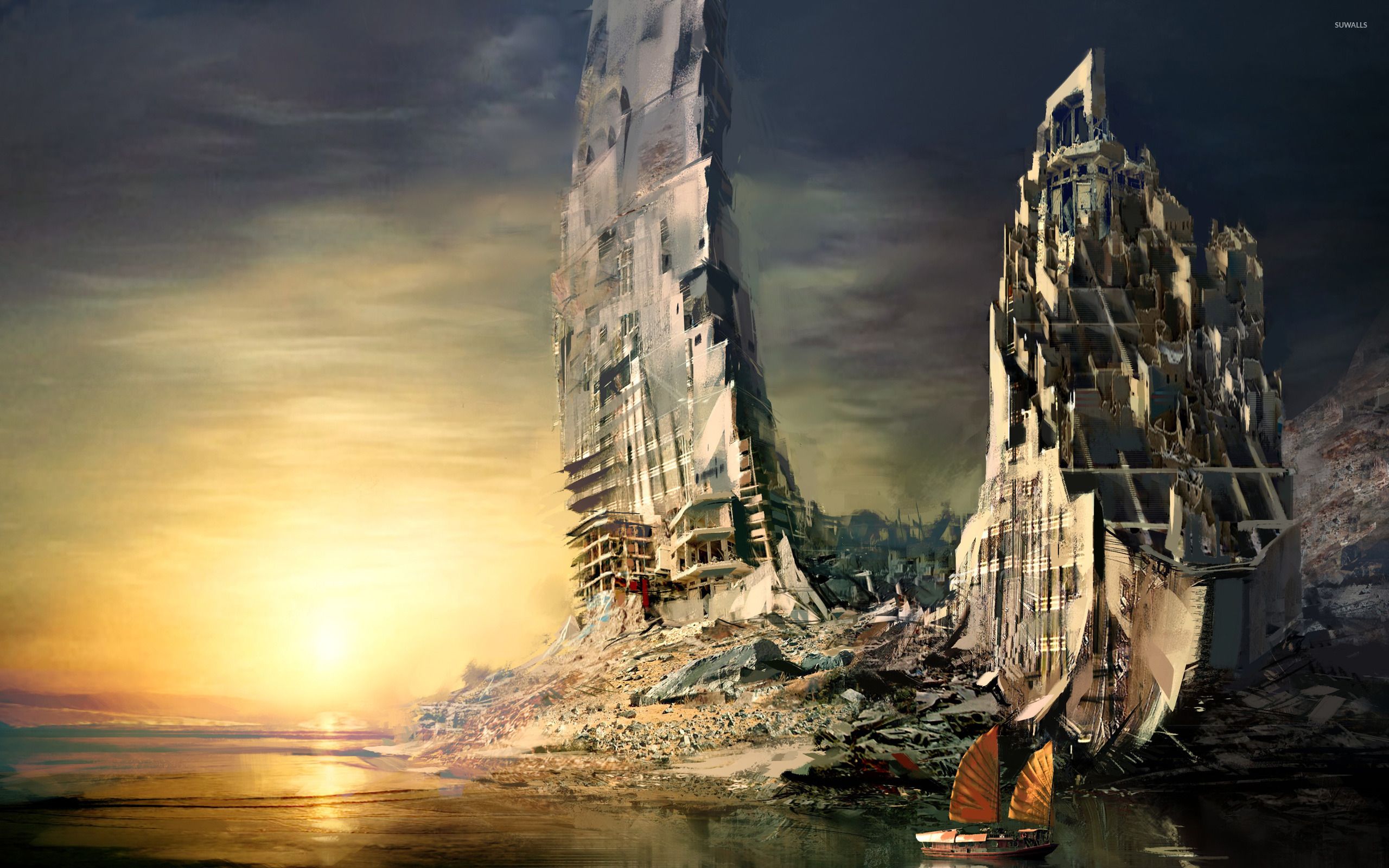 2560x1600 City ruins wallpaper wallpaper