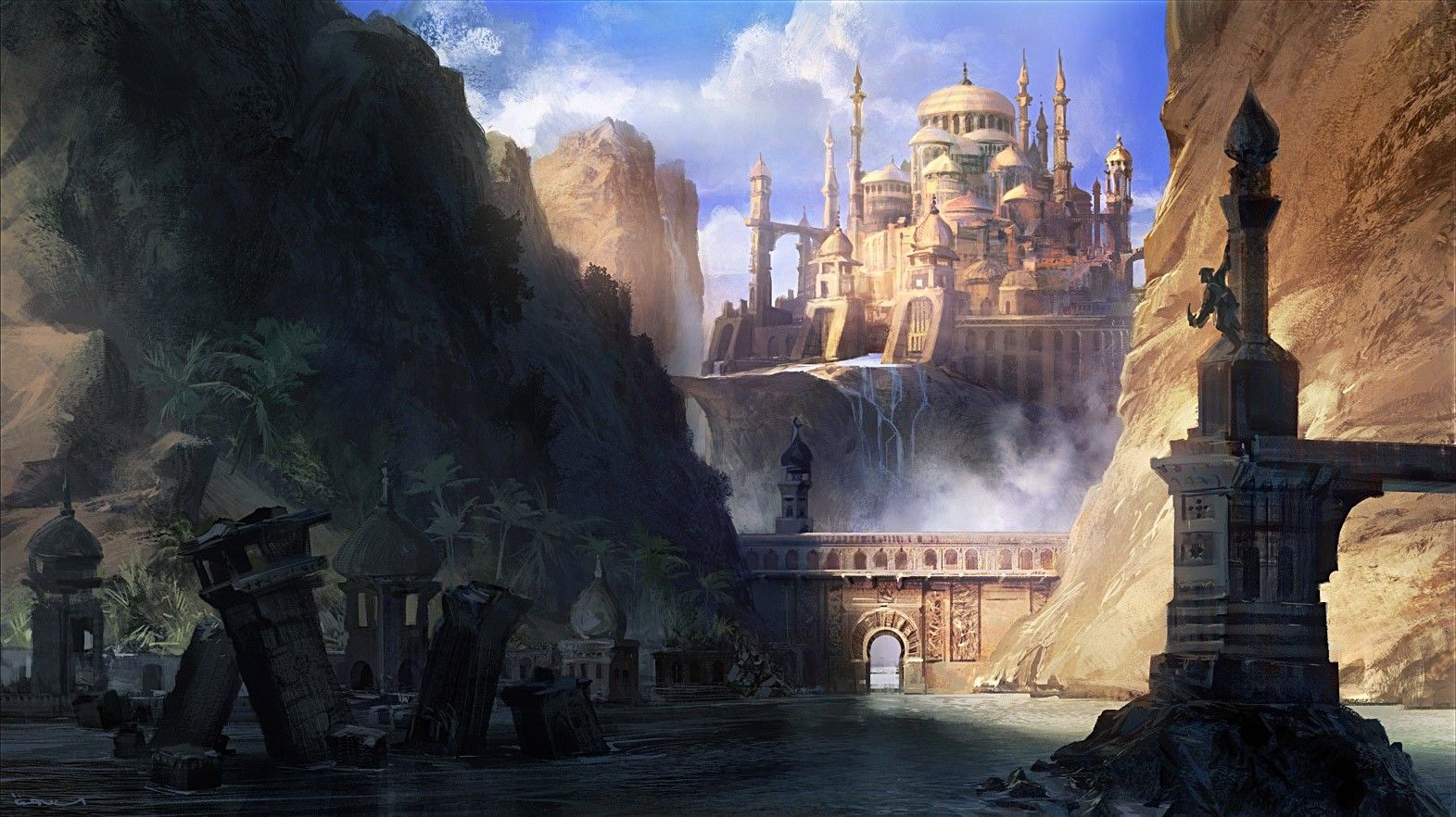 1571x882 digital Art, Fantasy Art, Ruin, Building, Architecture Wallpaper HD / Desktop and Mobile Background