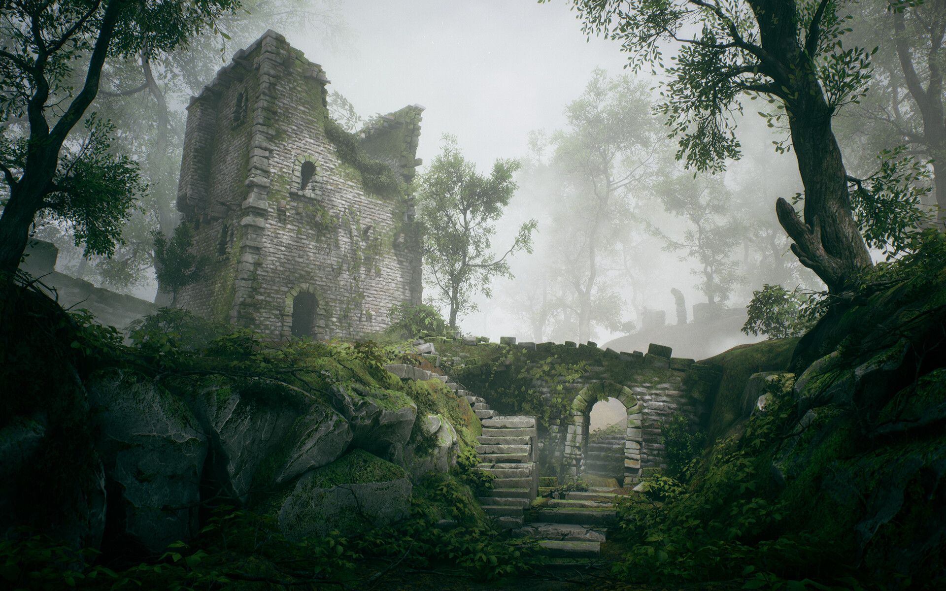 1920x1200 Desktop wallpaper: Fantasy, Ruin 4K free download for PC. 967820