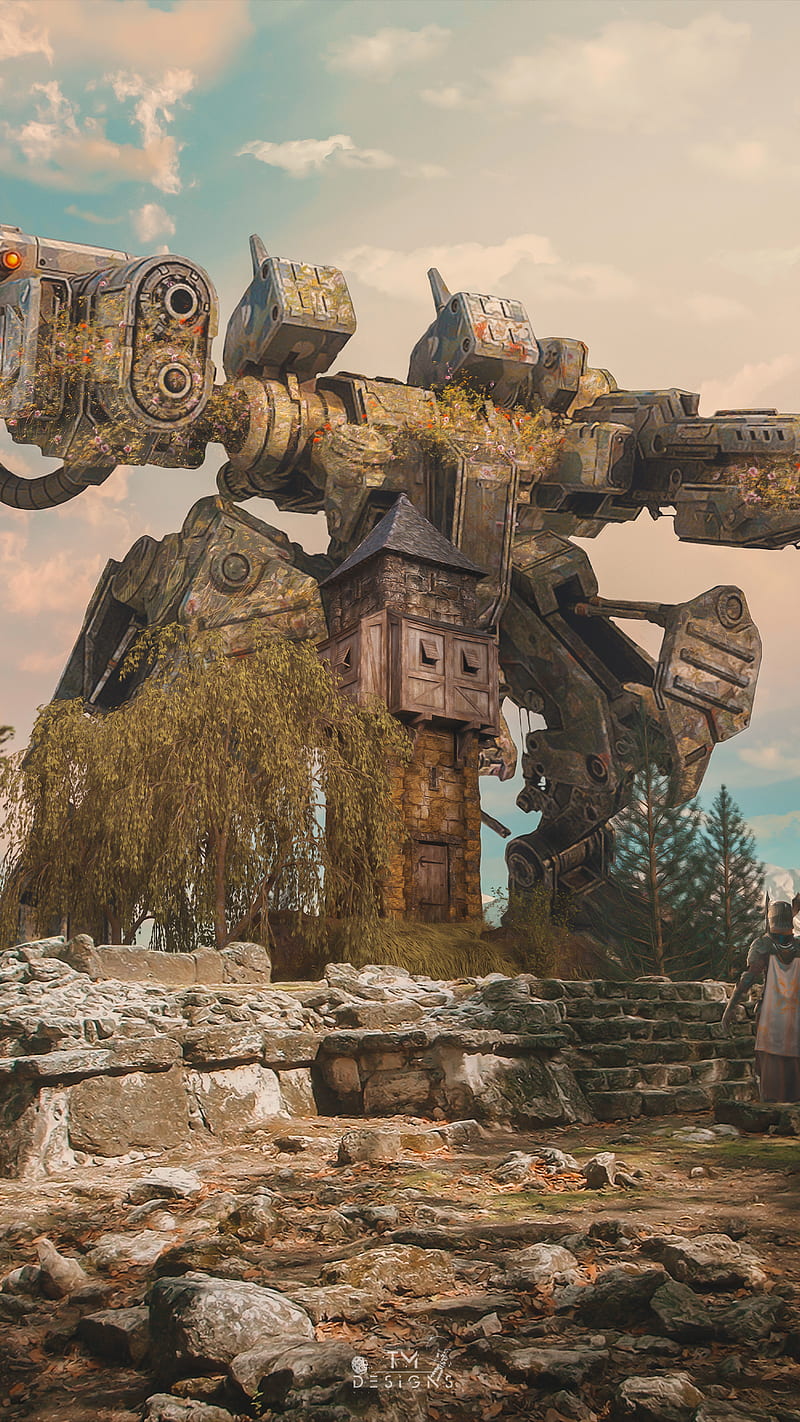 800x1422 War Machine, fantasy, future, futuristic, marischabecker, ruins, tmdesigns, HD phone wallpaper