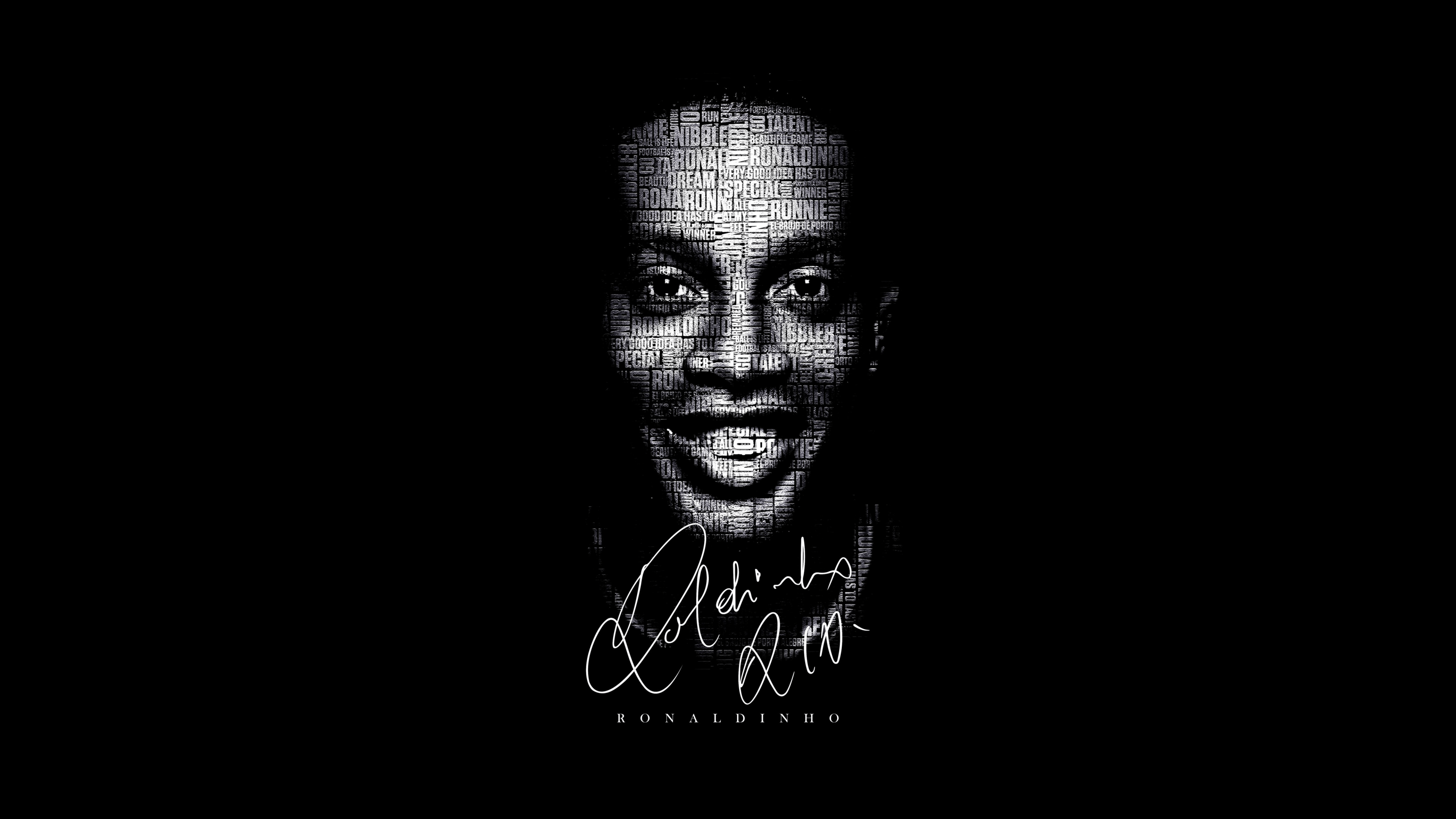 3840x2160 Ronaldinho Wallpaper 4K, Black background, 5K