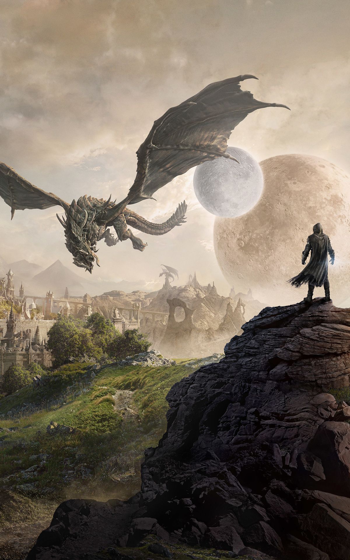 1200x1920 Phone wallpaper: Video Game, The Elder Scrolls Online, Moon, The Elder Scrolls, Dragon 1174319