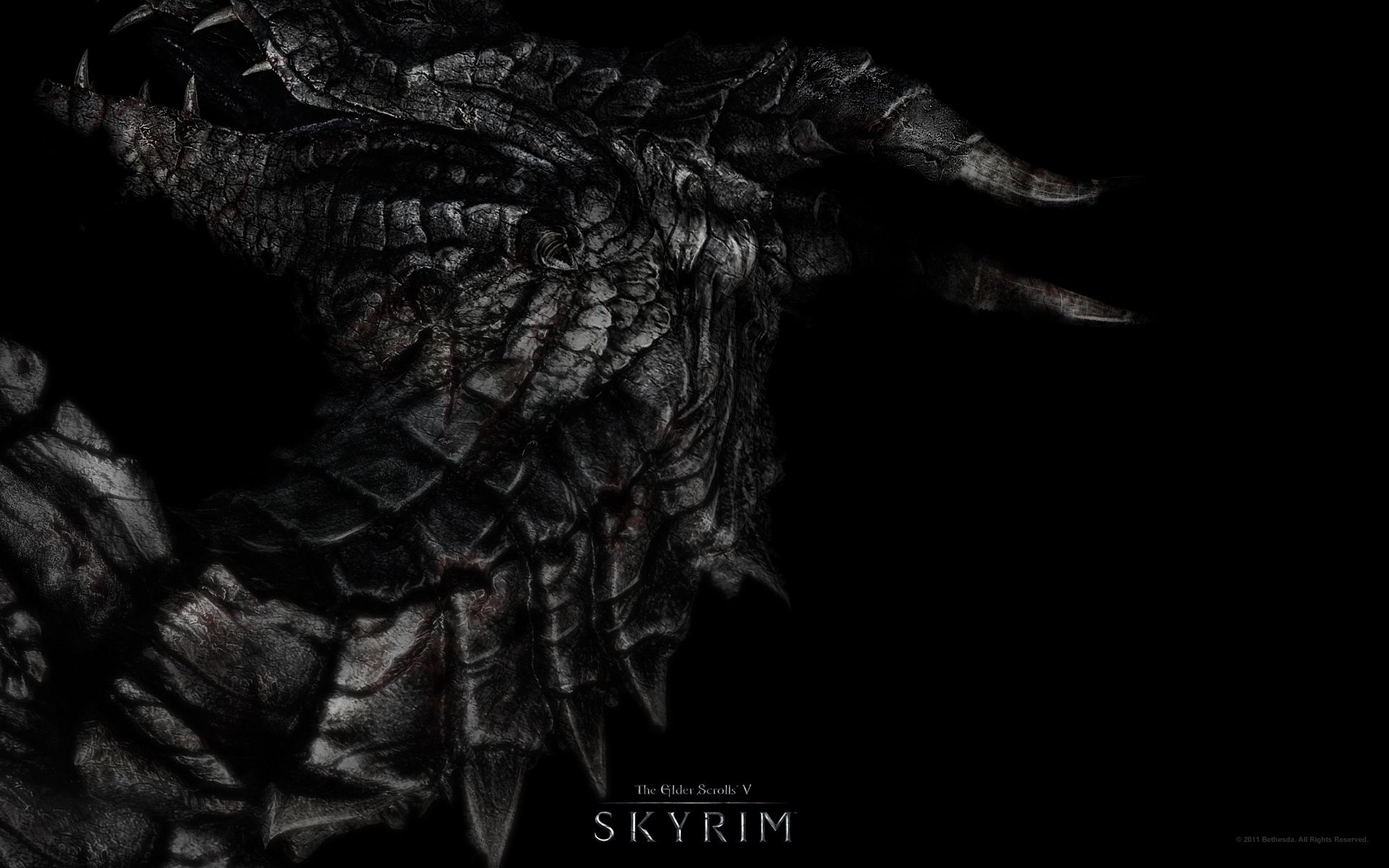 1920x1200 Wallpaper Dragon, Black, Monochrome, The Elder Scrolls v Skyrim, Monochrome Mode, Background Free Image