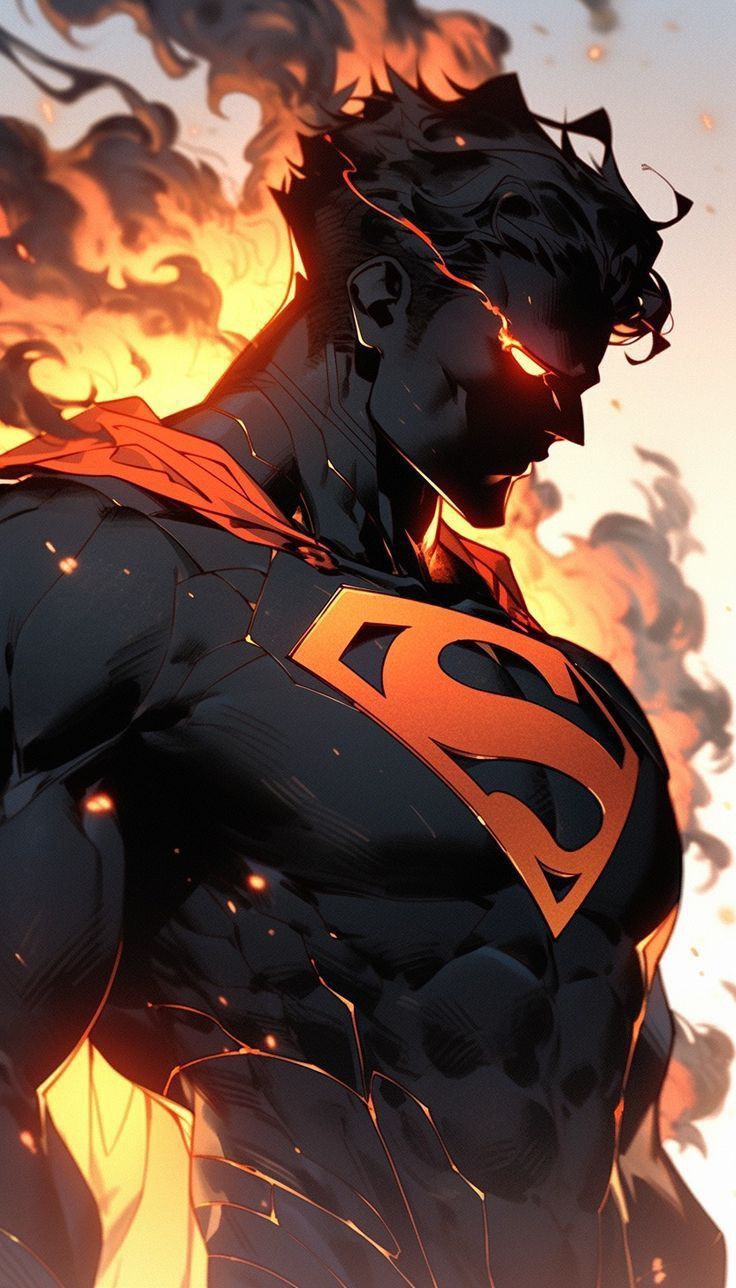 736x1288 Superman Artwork Standing Against Blazing Sky. Cosmic armor superman pfp, Superman evil, Black suit superman art