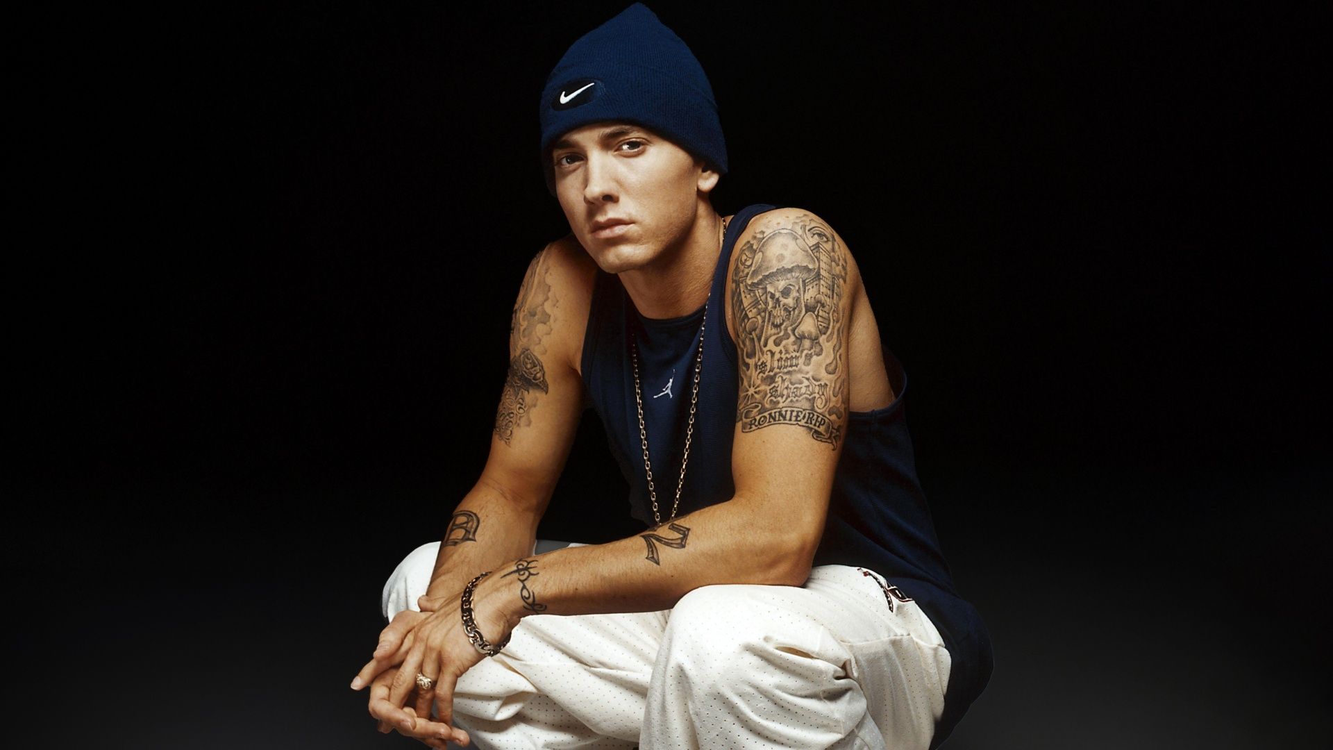 1920x1080 Eminem Wallpaper 4K, Black background, American rapper