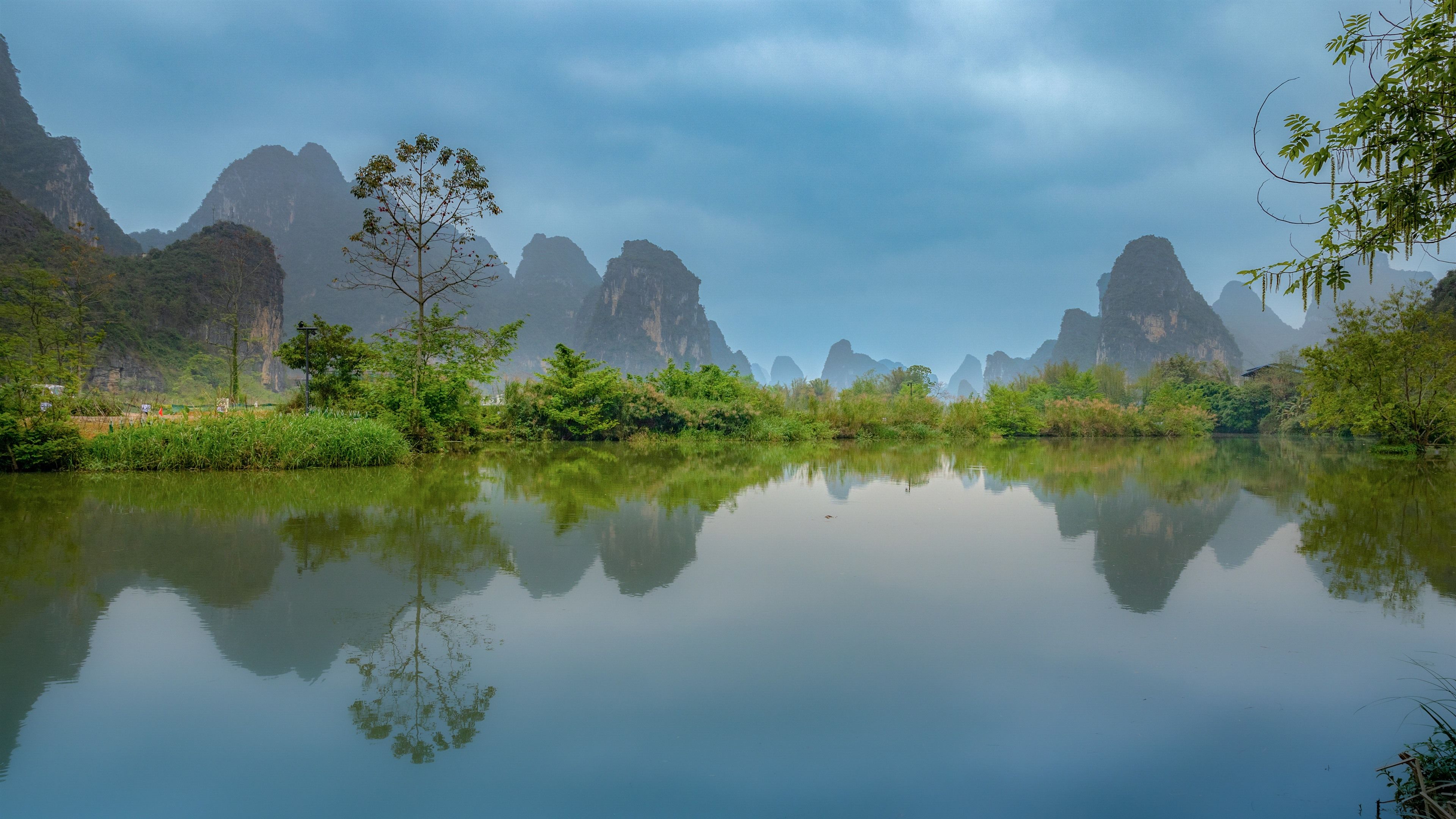 3840x2160 Wallpaper Guangxi, rivers, mountains, trees, natural scenery 3840x2160 UHD 4K Picture, Image