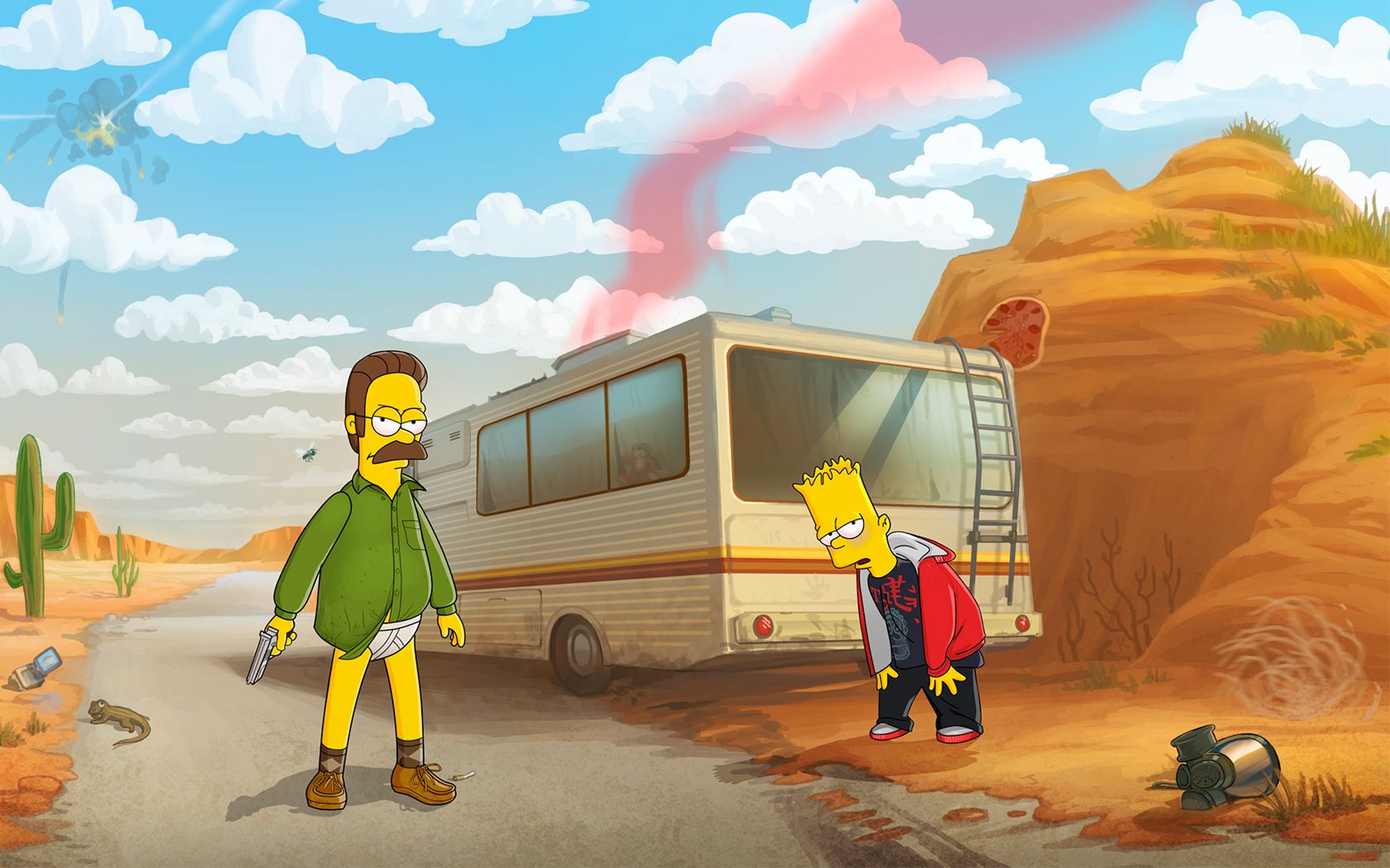 1680x1050 Simpsons Breaking Bad Crossover Wallpaperx1050