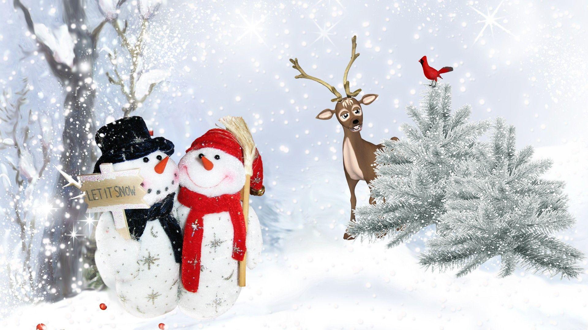 1920x1080 Snowman Desktop Wallpaper