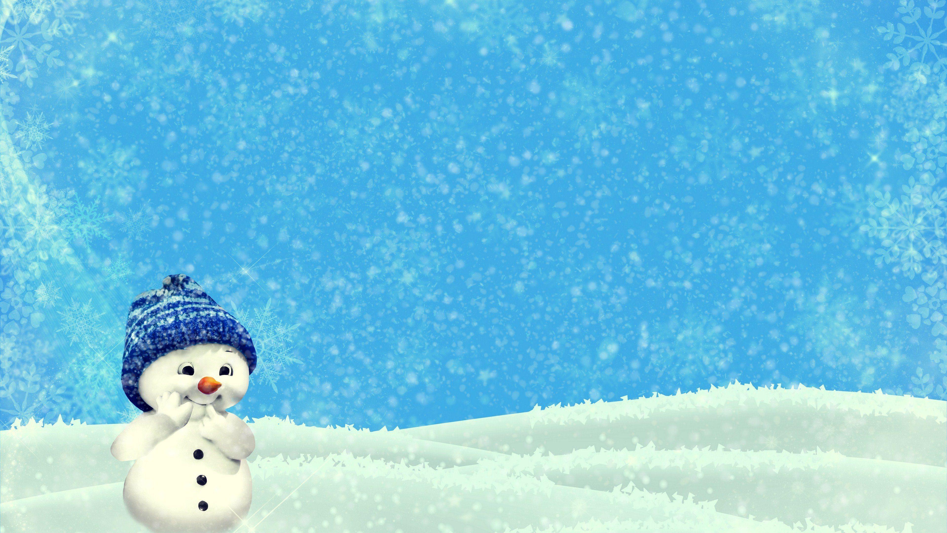 3840x2160 Cute Snowman 4k Ultra HD Wallpaper. Background Imagex2160