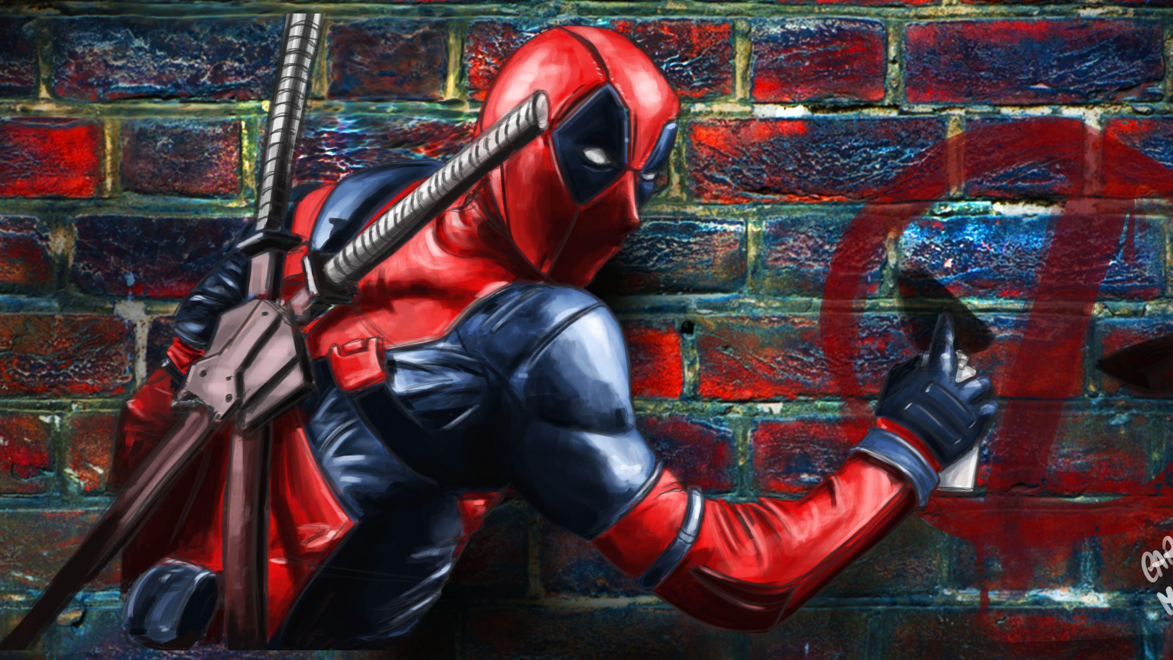 3840x2160 Wallpaper 4k Deadpool Painting On The Wall 4k Wallpaper, 5k