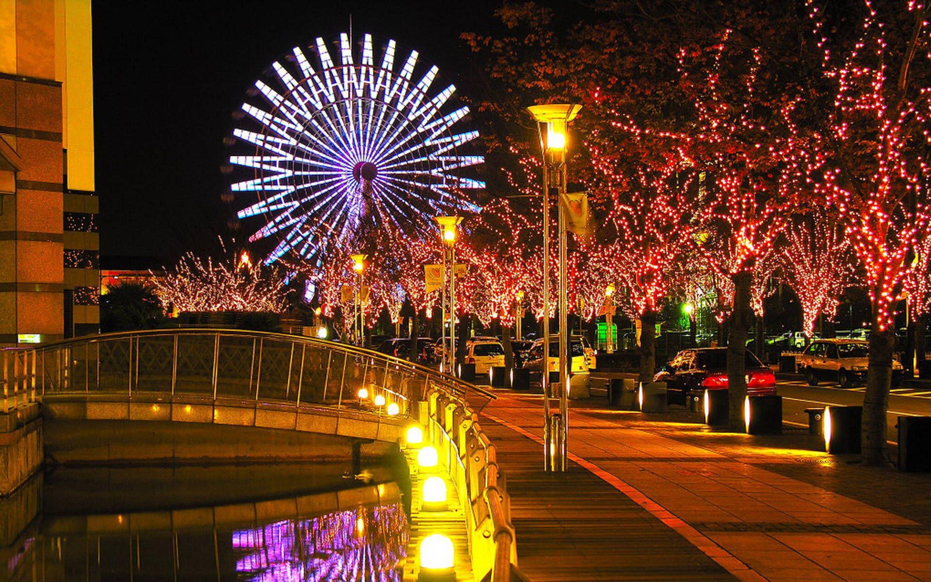 1920x1200 Tokyo city street lighting wallpaper