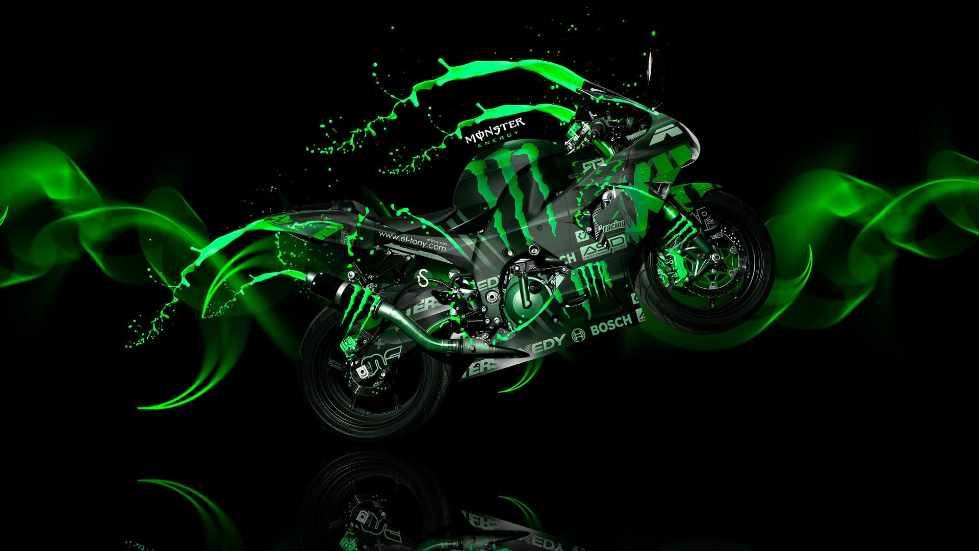 1920x1080 Monster Energy Moto Kawasaki Side Green Neon Live Colors Bike HD