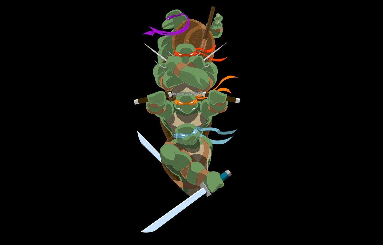 1332x850 Wallpaper the dark background, minimalism, TMNT, Teenage Mutant