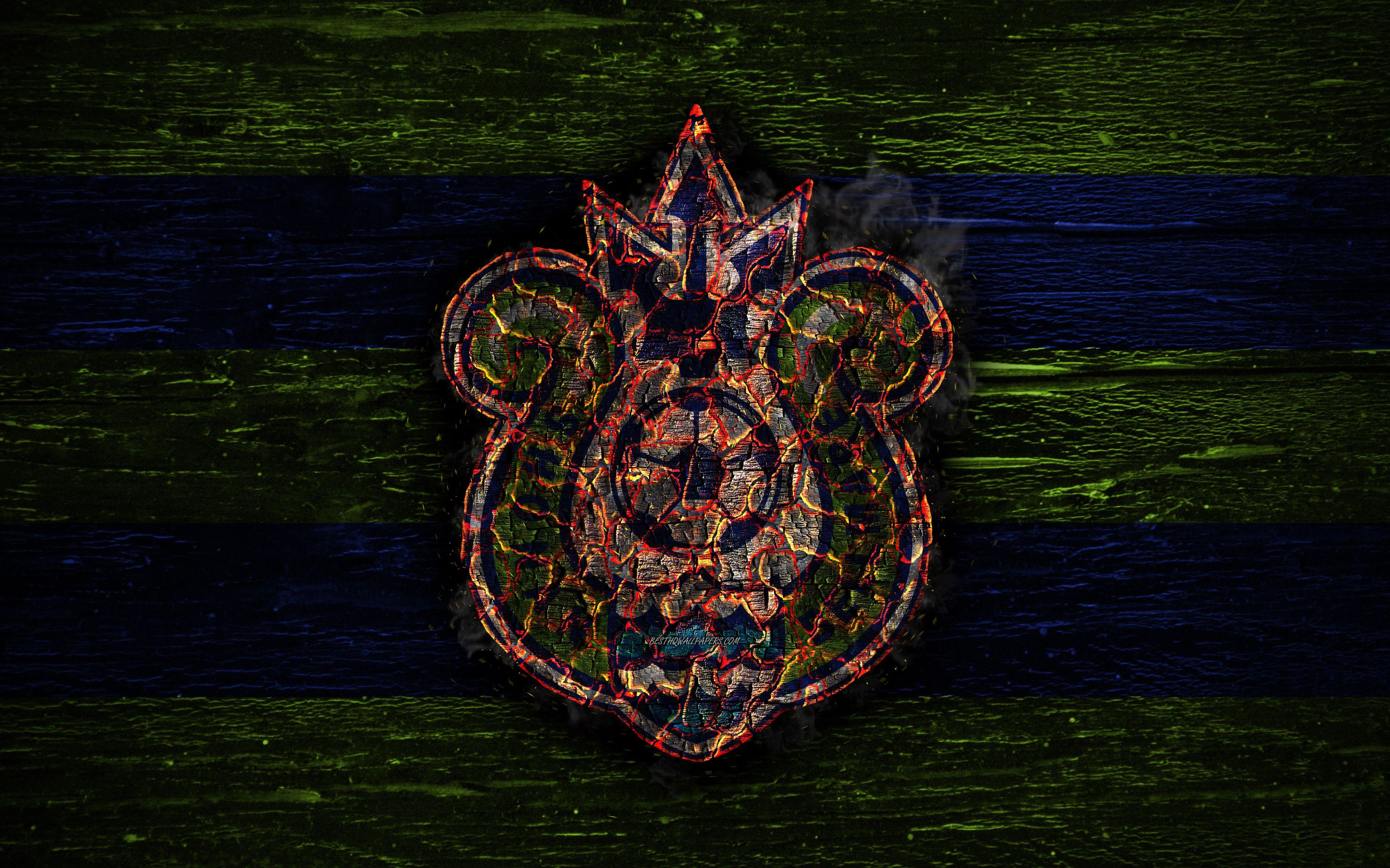 3840x2400 Download Wallpaper Shonan Bellmare FC, 4k, Fire Logo, J League