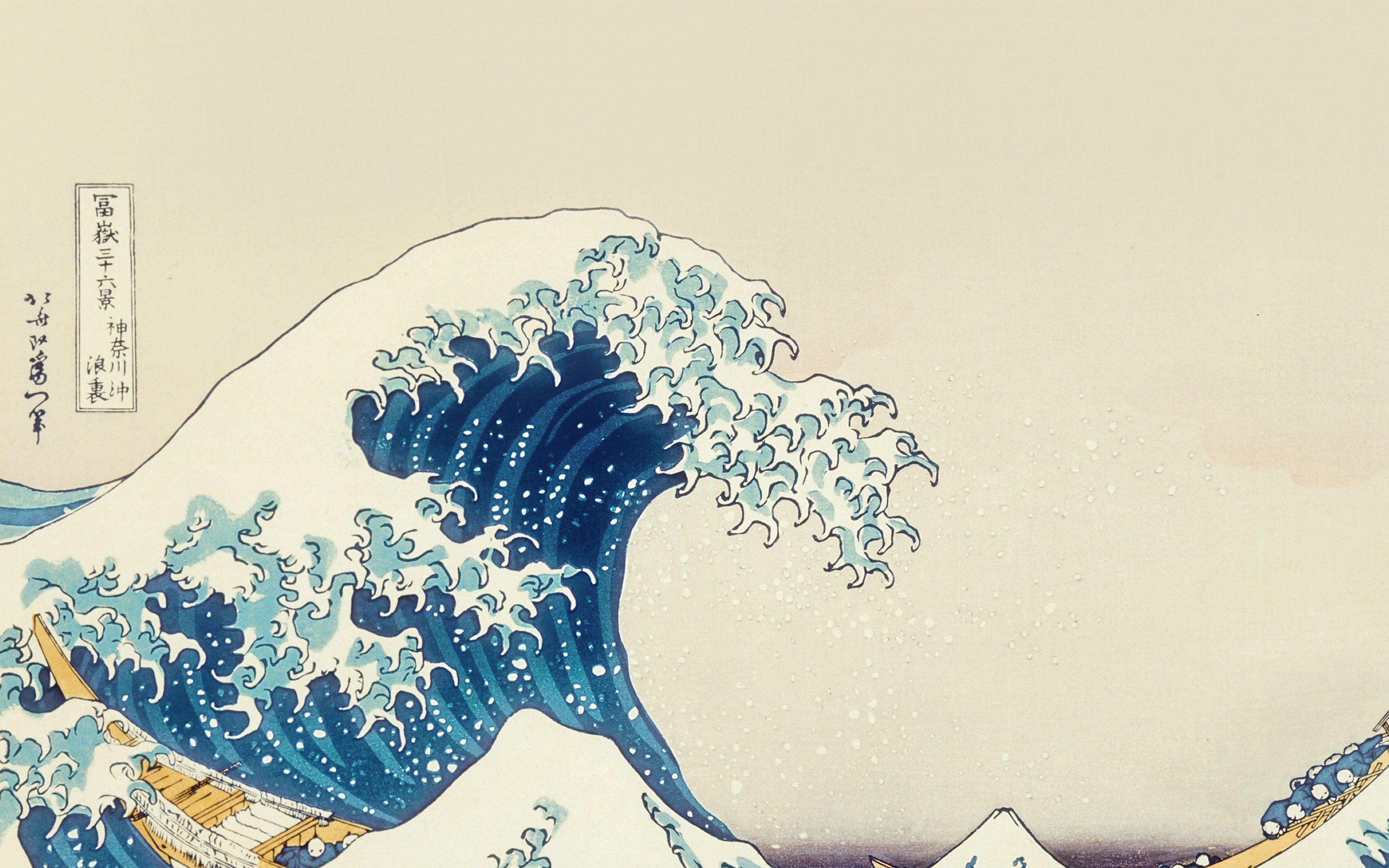 3840x2400 Wave Art Hokusai Japanese Paint Illust Classic