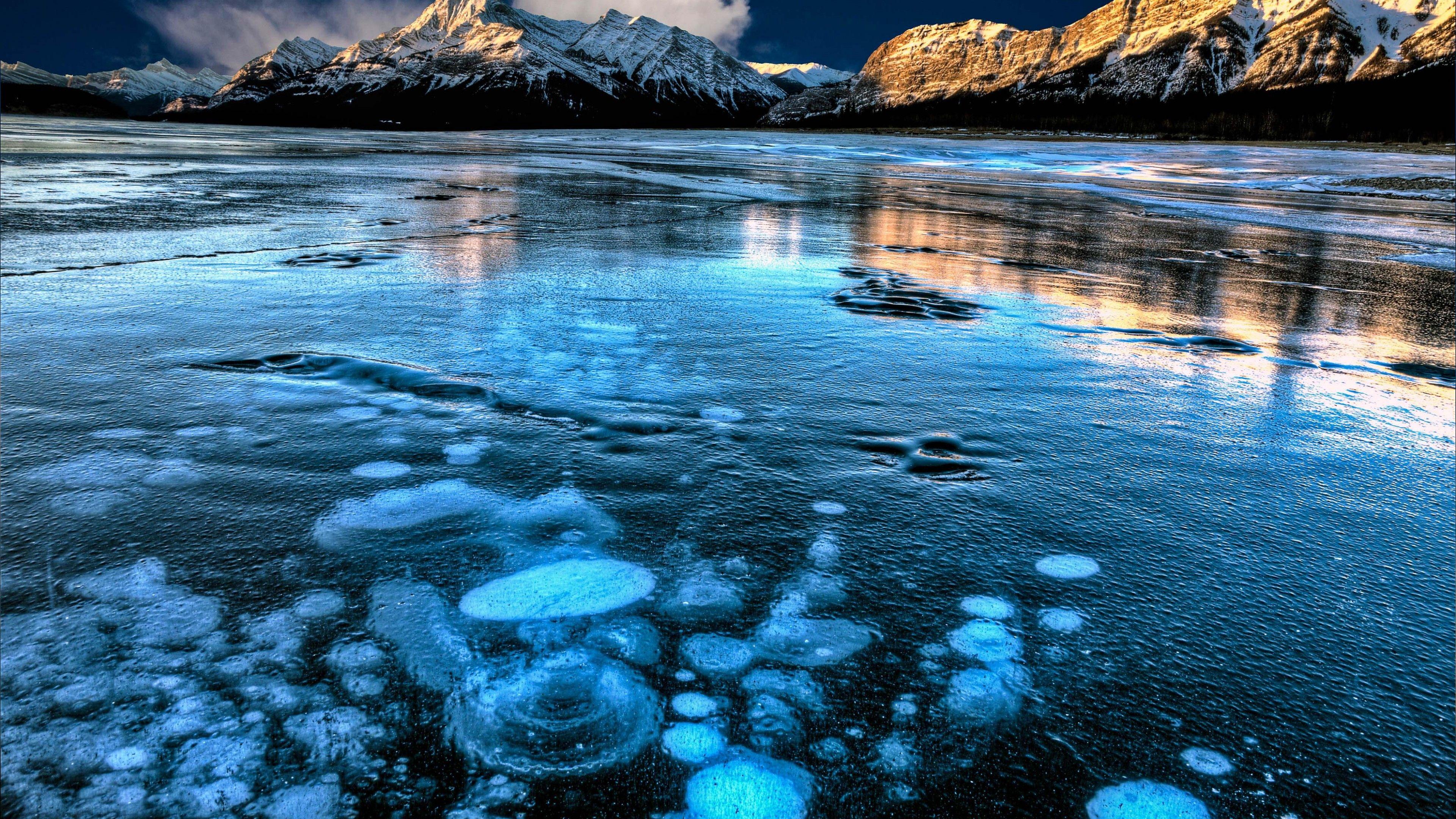 3840x2160 Abraham lake in Canada Wallpaper 4k Ultra HD