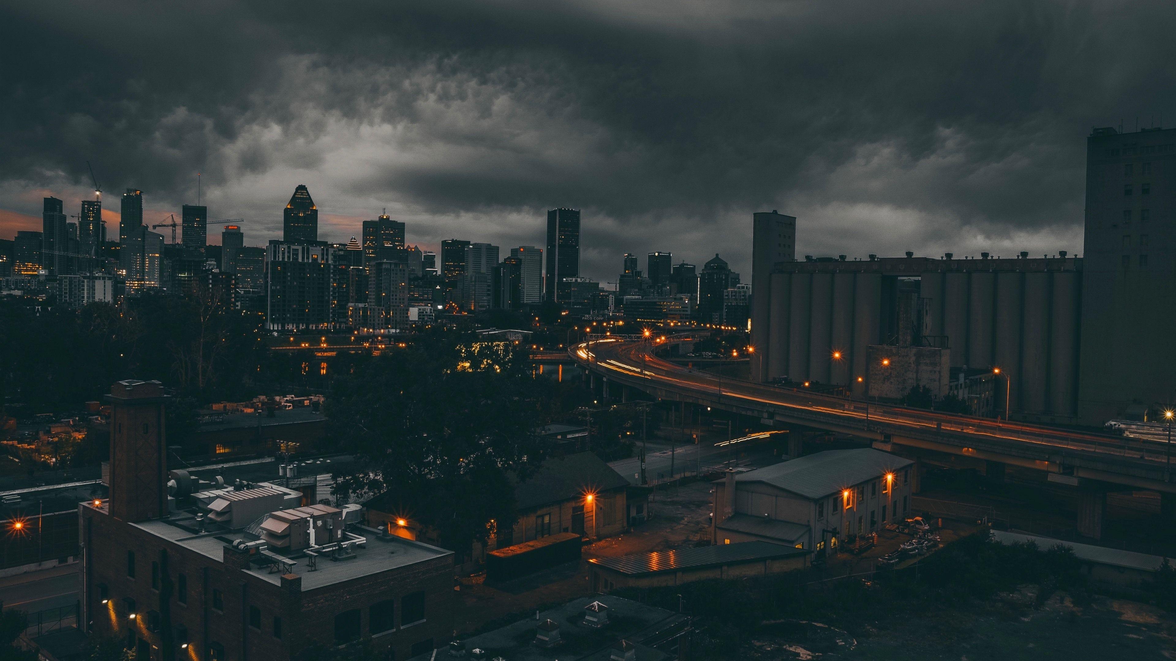 3840x2160 Wallpaper Montreal, Canada, city night, buildings, lights
