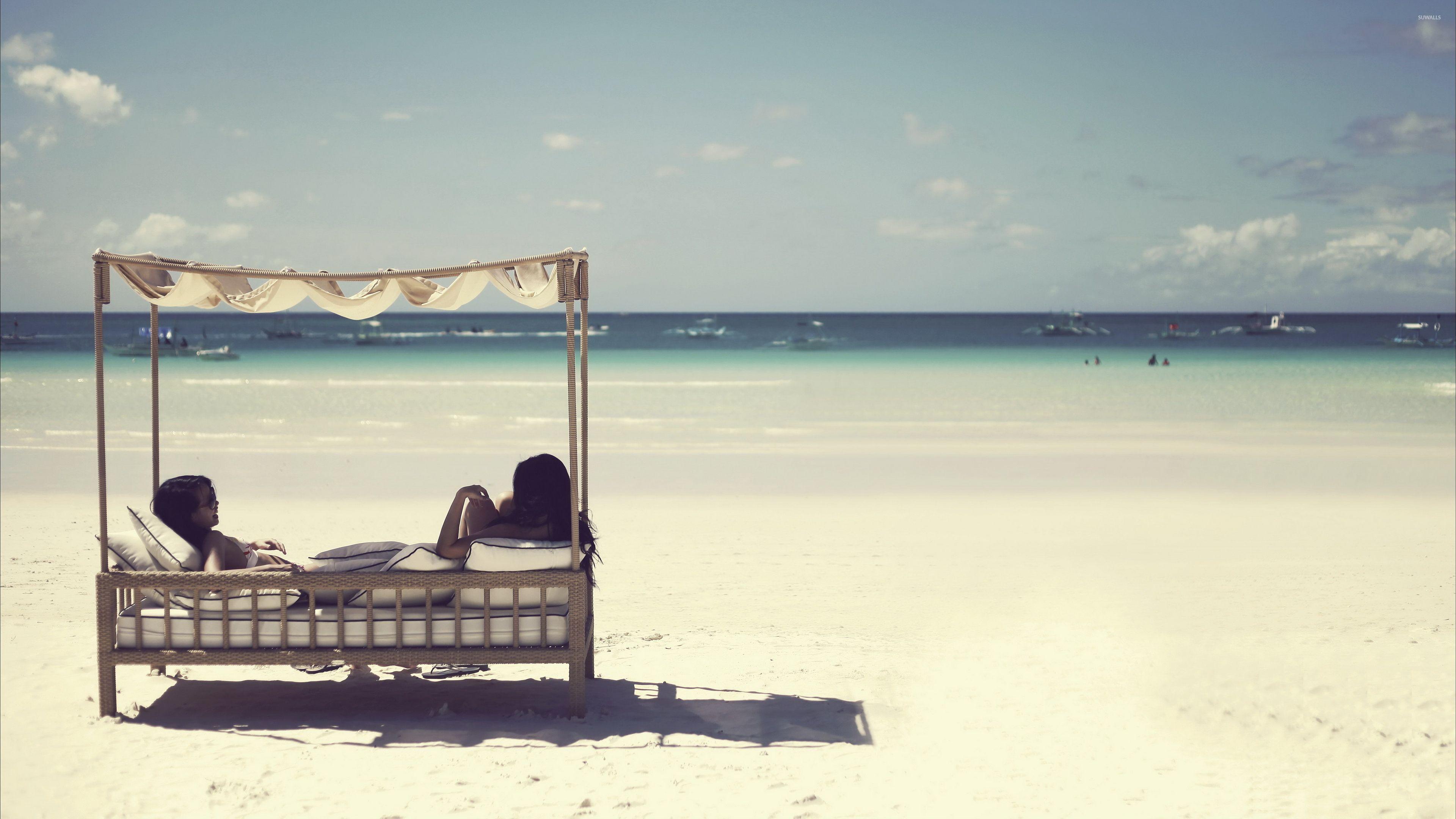 3840x2160 Relaxing on a sunny day by the ocean wallpaper wallpaper