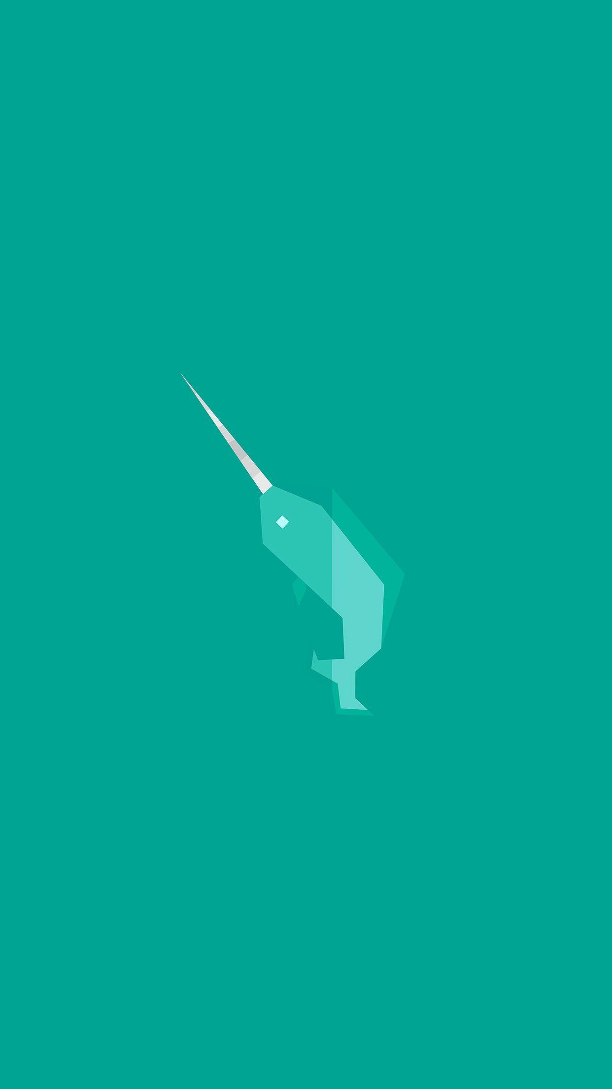 1242x2208 Geometric Green Whale Minimal Wallpaper