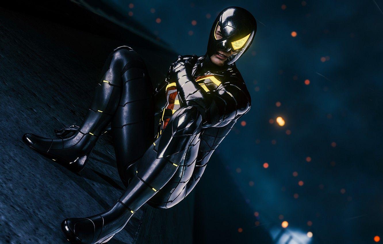 1332x850 Wallpaper Spider Man, PS Spider, Black Suit, Spider Man