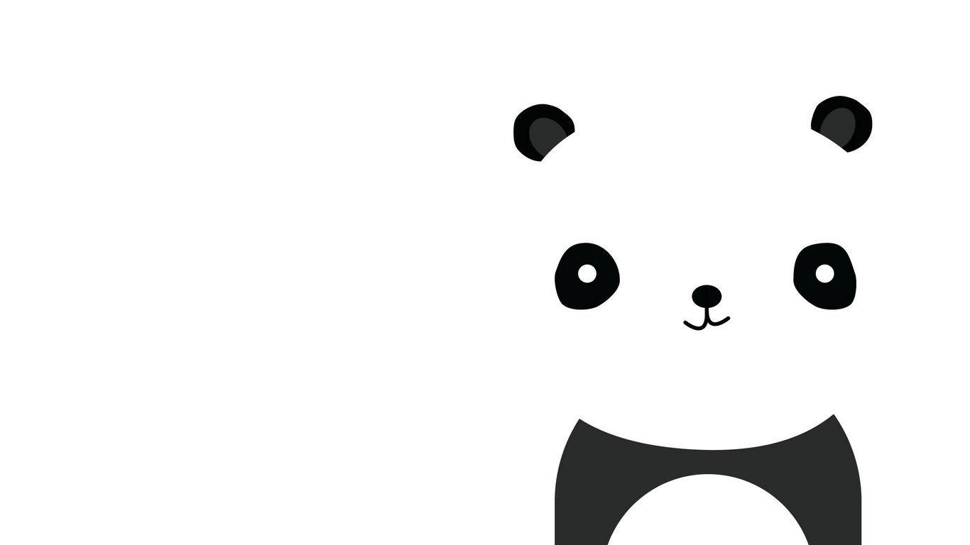 1366x768 Download wallpaper 1366x768 panda, smile, white, black, minimalist