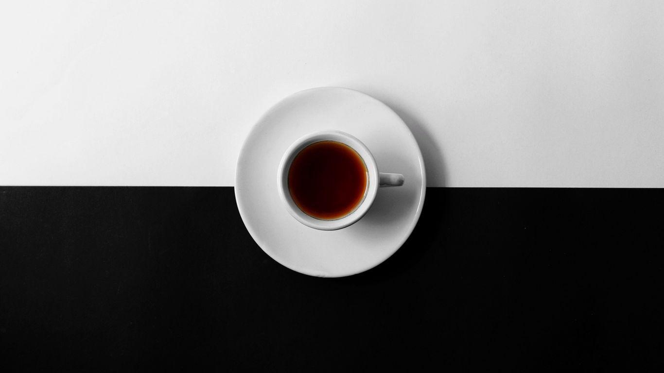 1366x768 Download wallpaper 1366x768 cup, black, white, minimalism tablet