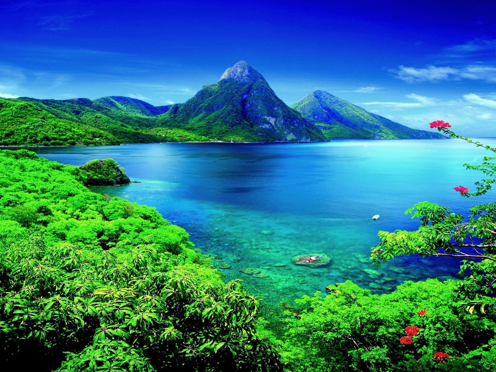 1920x1440 Mountains: Site Lucia Heritage Caribbean Pitons Rocky Mountain