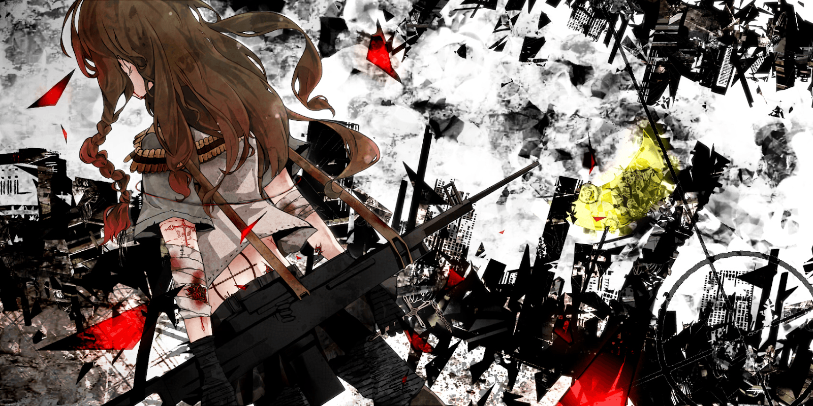 1600x800 Rifle Girl Tattoo Cross Anime d32