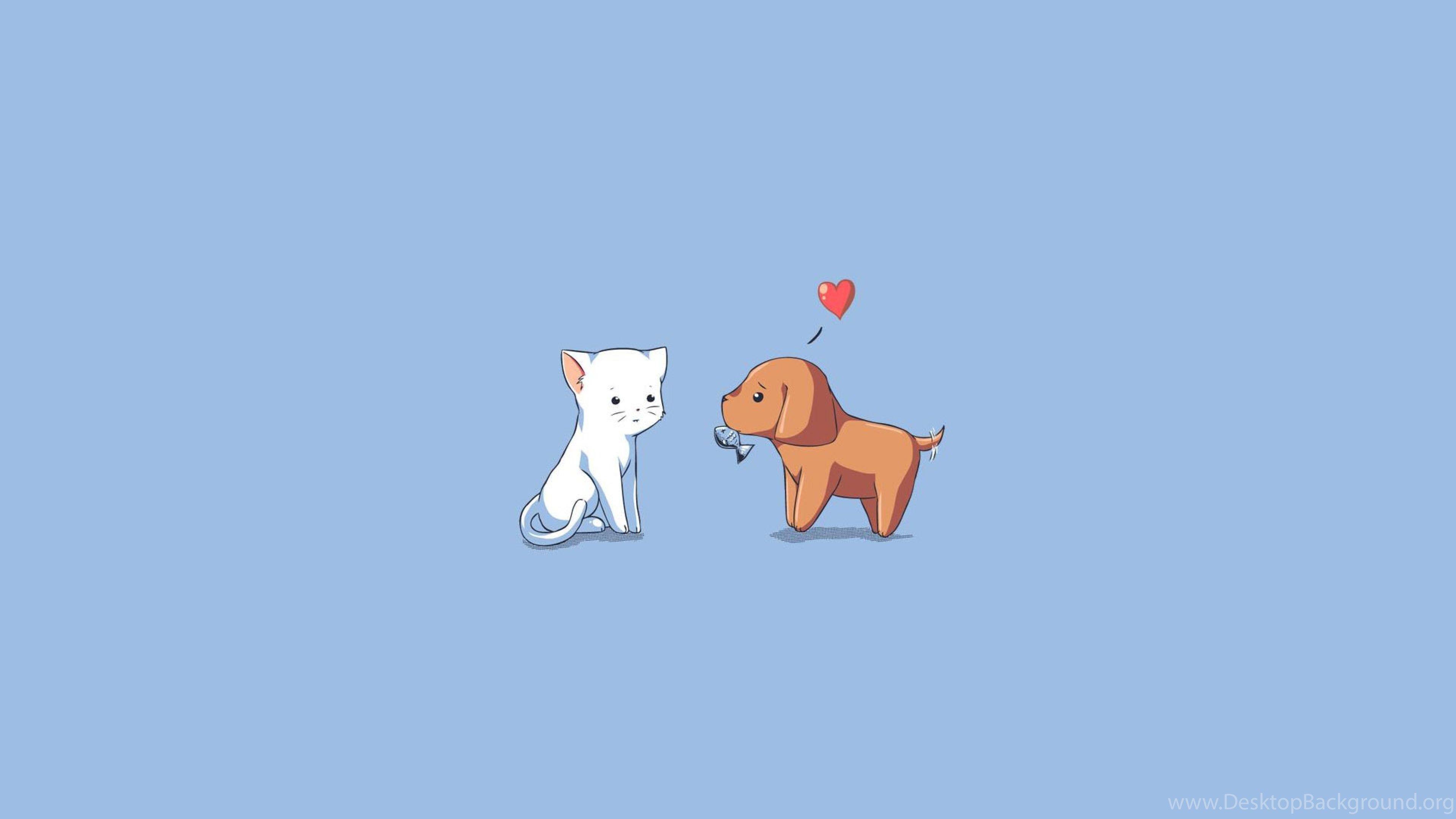 3840x2160 Download Wallpaper 3840x2160 Dog, Cat, Kitten, Puppy, Drawing