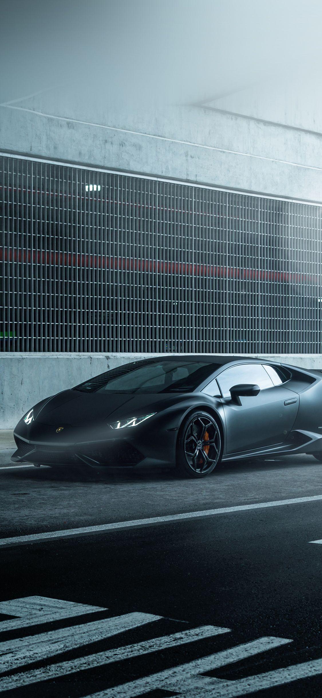 1125x2436 iPhone X wallpaper. lamborghini huracan vellano matte black car