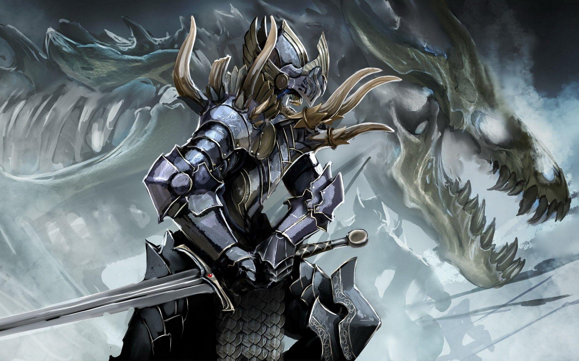 1920x1200 soldiers, Skulls, Dragons, Weapons, Armor, Skeletons, Artwork, Swords, Lich Wallpaper HD / Desktop and Mobile Background