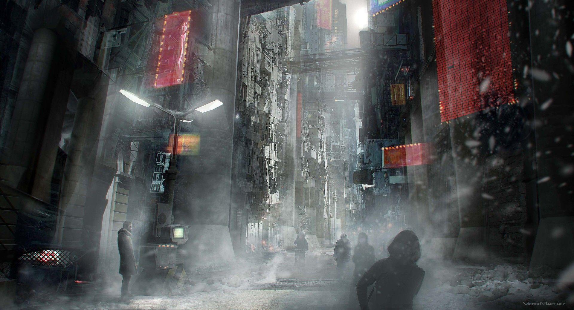1920x1038 Victor Martinez, Digital art, Street, City, Futuristic city