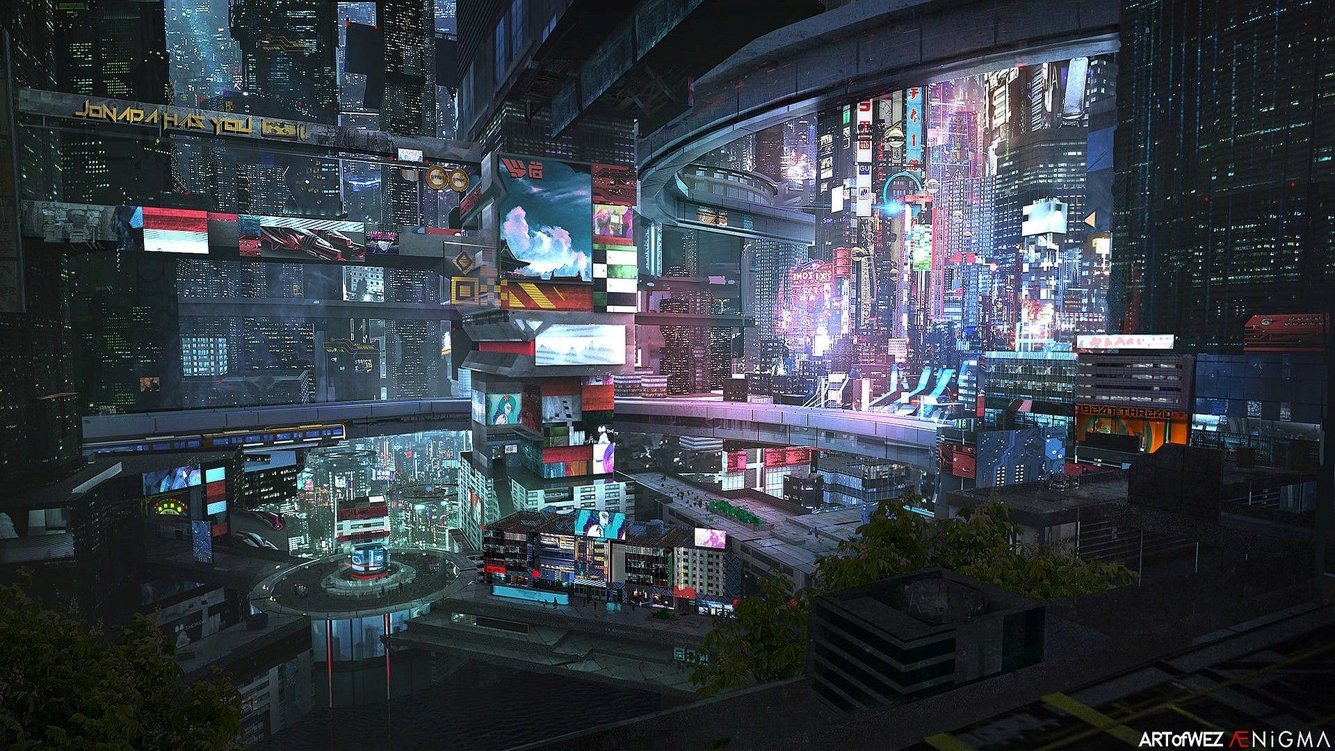 1920x1080 Futuristic Cities Wallpaper