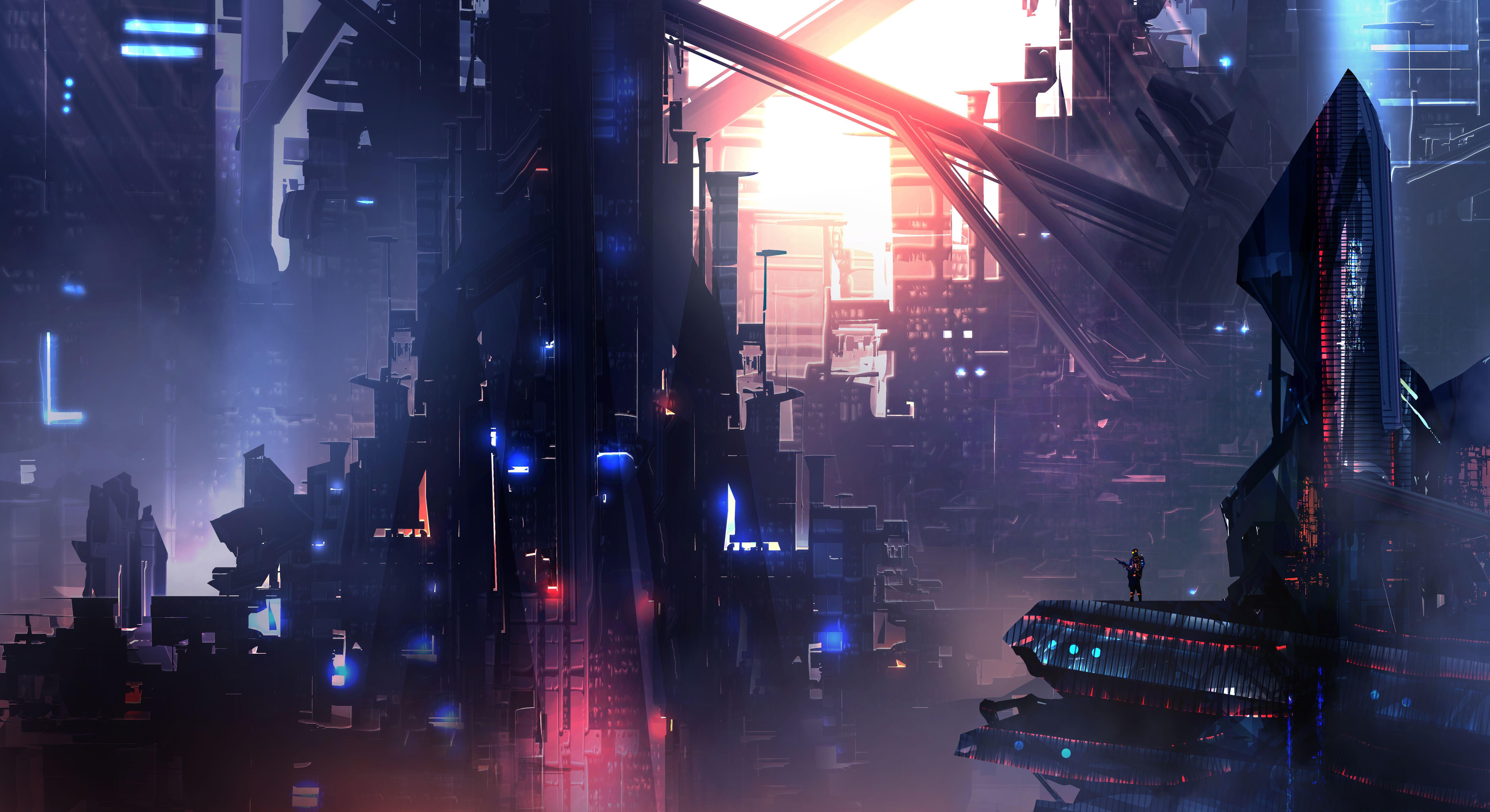 Cyberpunk City Skyscraper Sci-Fi HD 4K Wallpaper #8.1444