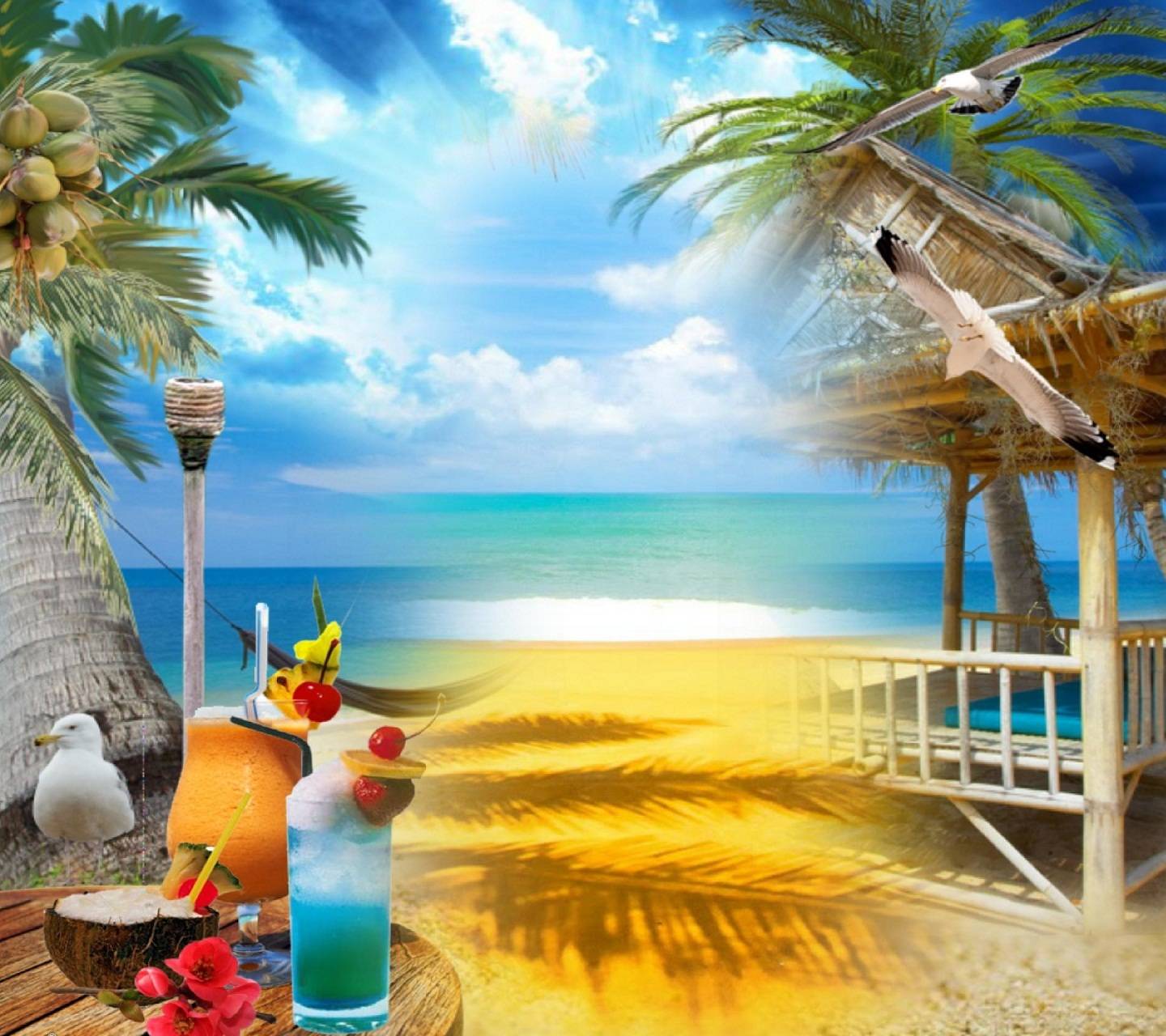 1440x1280 Hd Summer Beach wallpaper